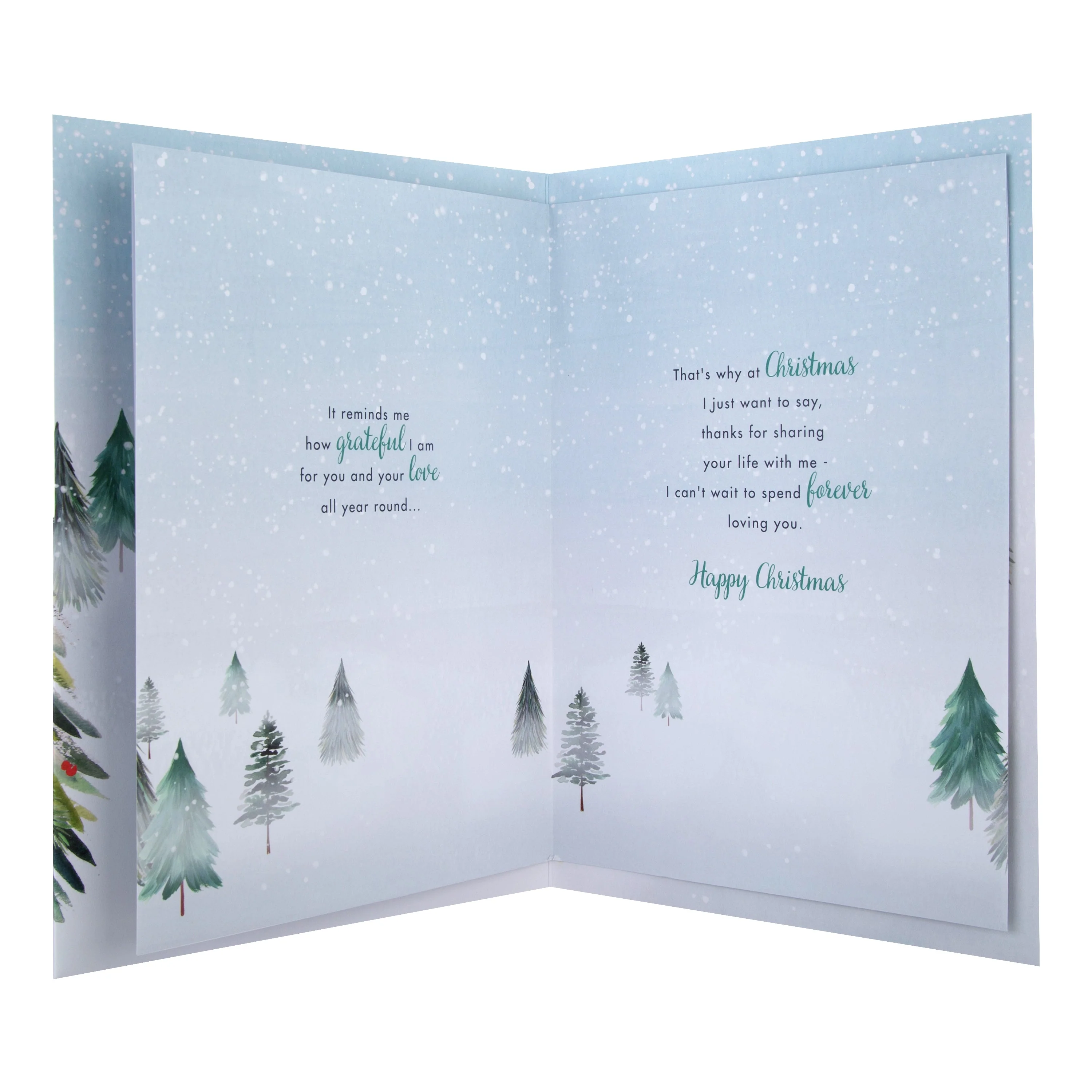 Large Luxury Boxed Christmas Card for Fiancé - Classic Winter Scene with Tree Design - Image 4