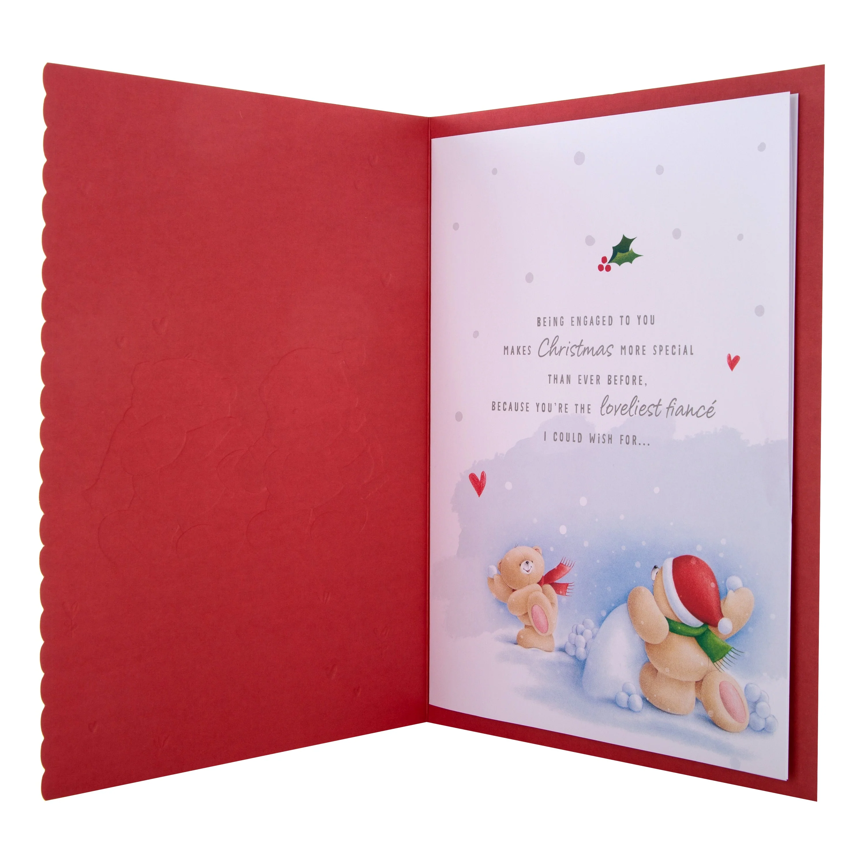 Large Luxury Boxed Christmas Card for Fiancé - Cute Forever Friends Winter Love Design - Image 3