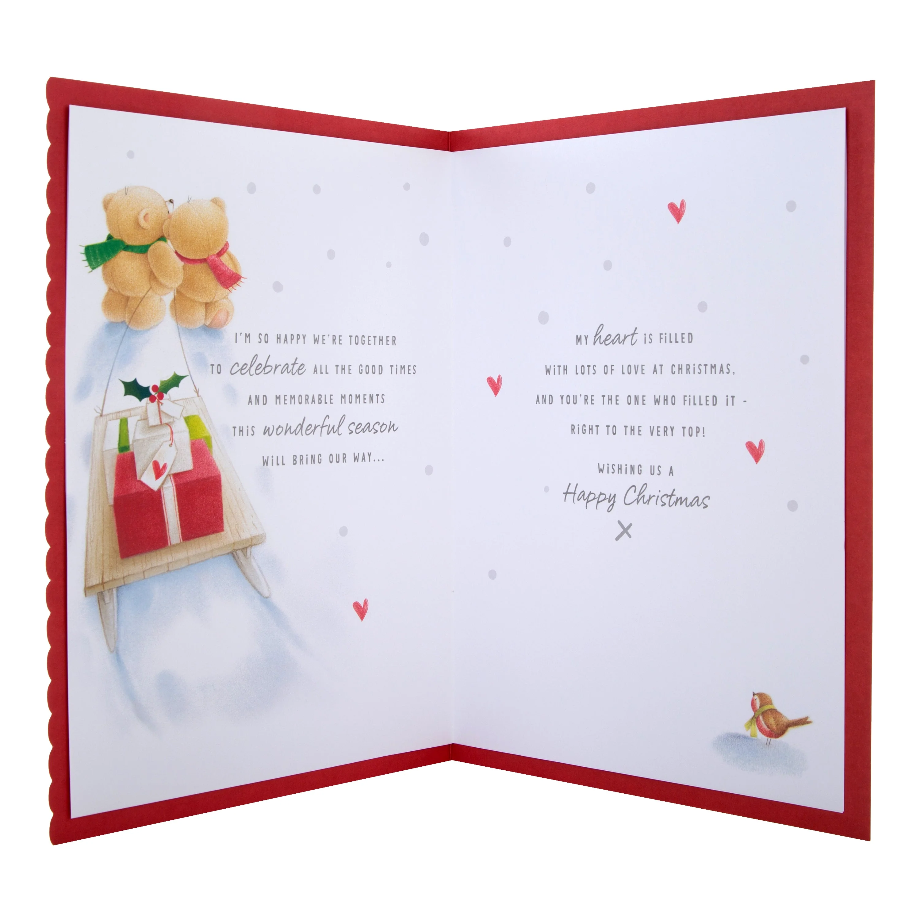 Large Luxury Boxed Christmas Card for Fiancé - Cute Forever Friends Winter Love Design - Image 4