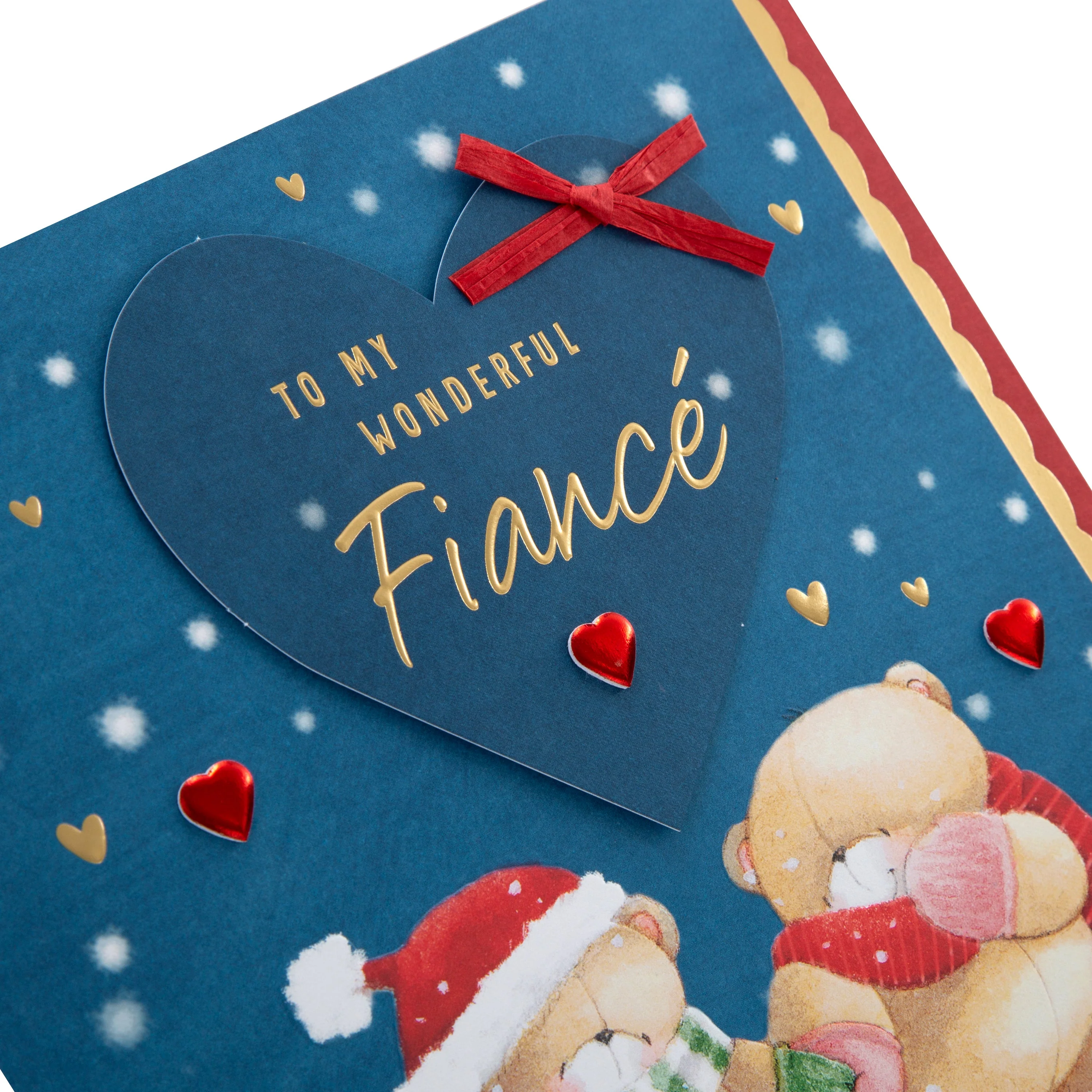 Large Luxury Boxed Christmas Card for Fiancé - Cute Forever Friends Winter Love Design - Image 7