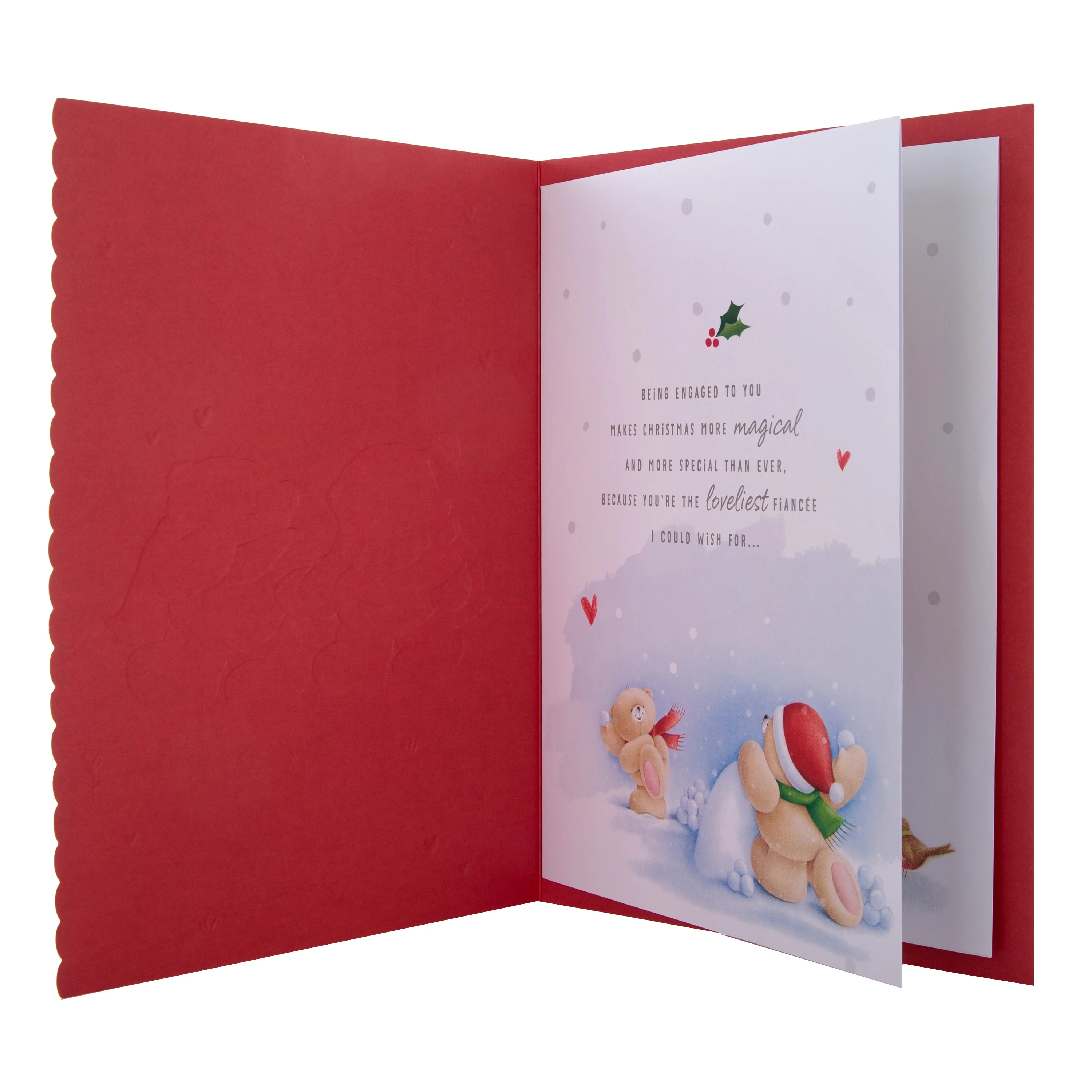 Large Luxury Boxed Christmas Card for Fiancée - Cute Forever Friends Winter Love Design - Image 3