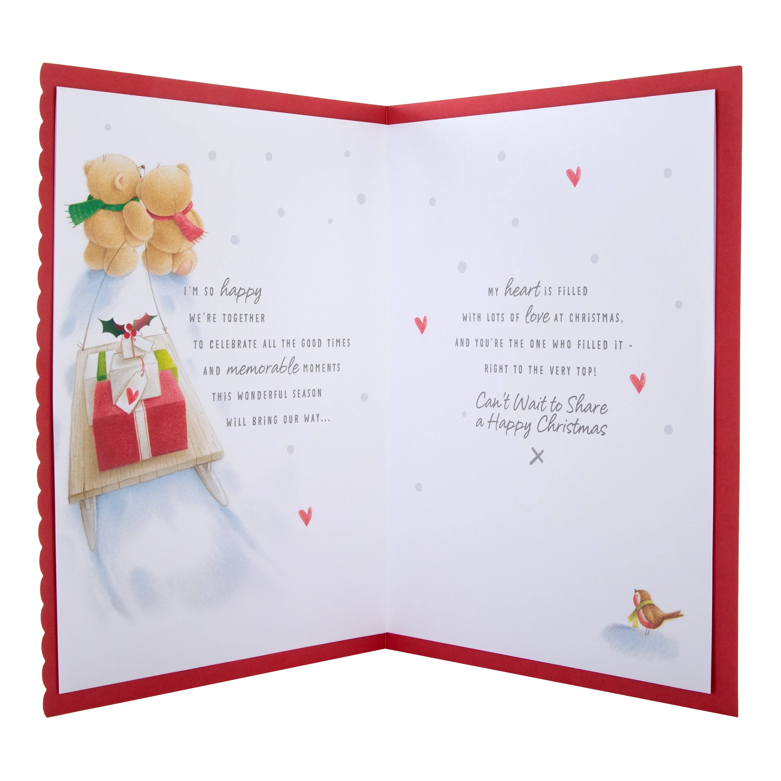 Large Luxury Boxed Christmas Card for Fiancée - Cute Forever Friends Winter Love Design - Image 4