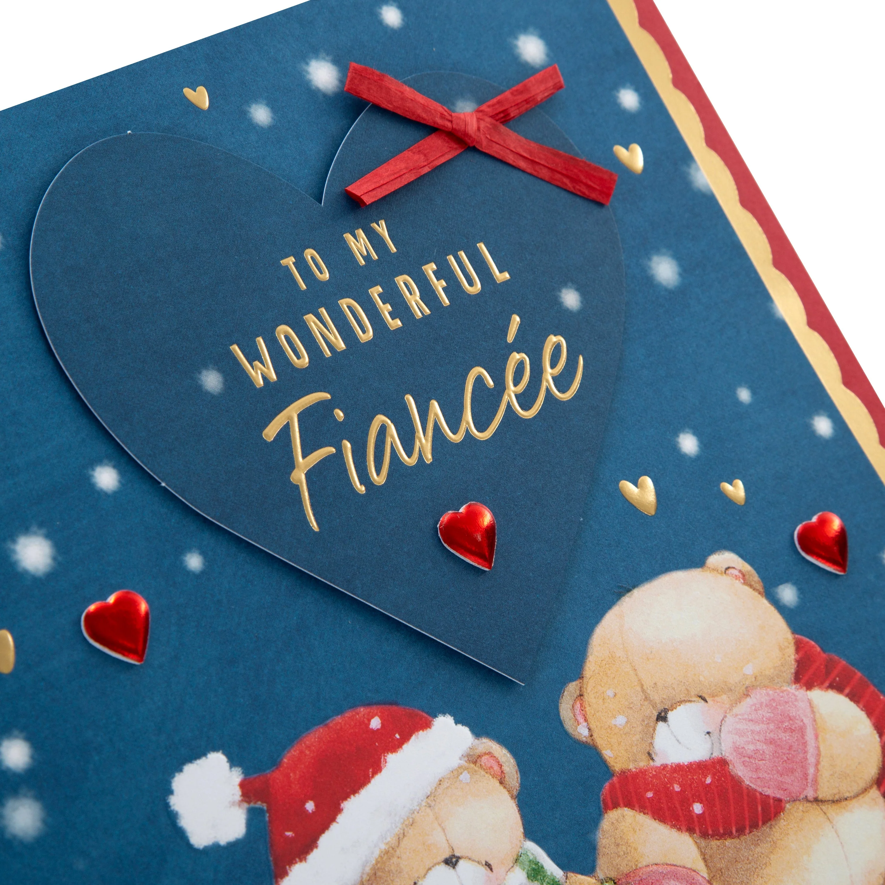 Large Luxury Boxed Christmas Card for Fiancée - Cute Forever Friends Winter Love Design - Image 6