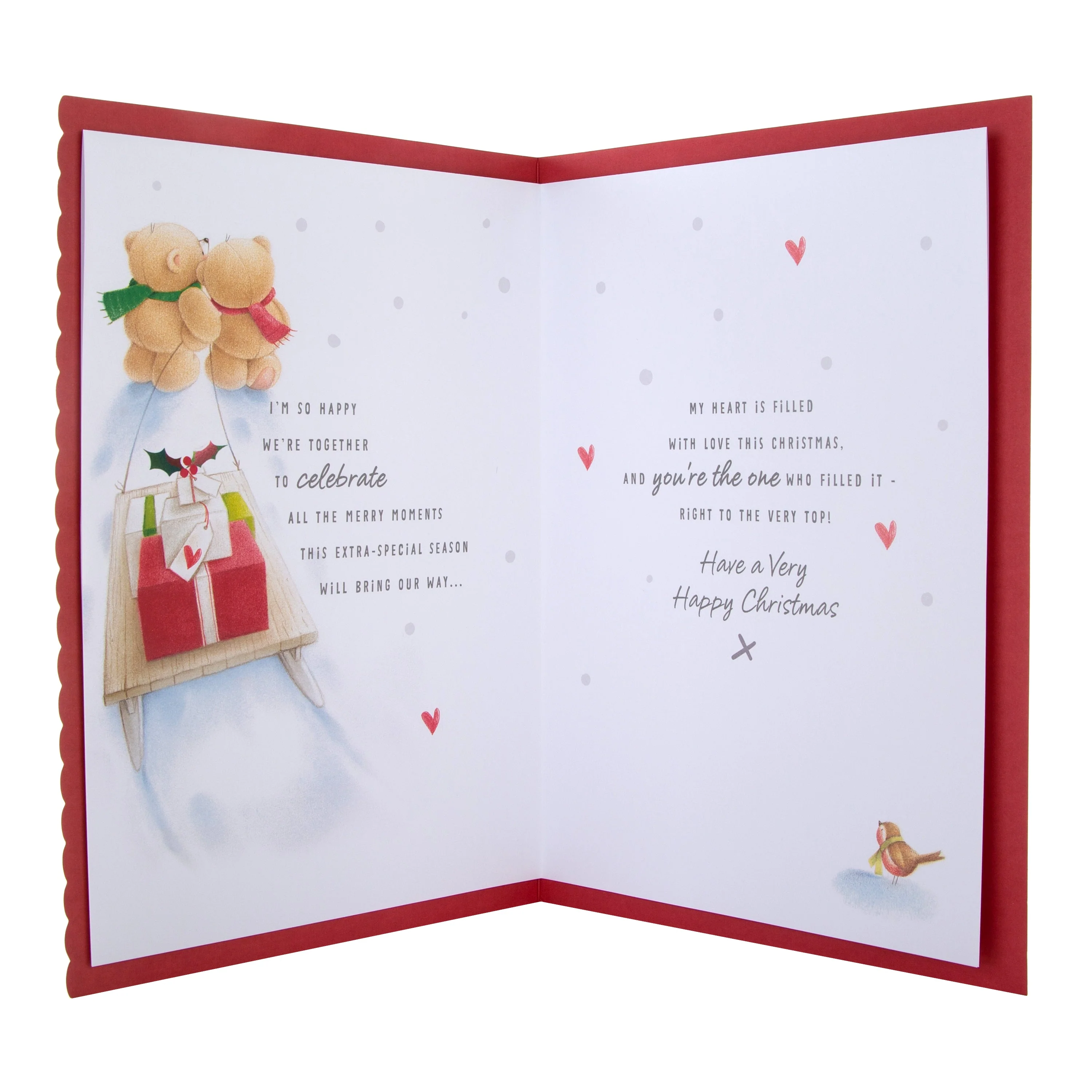 Large Luxury Boxed Christmas Card for Girlfriend - Cute Forever Friends Winter Love Design - Image 4