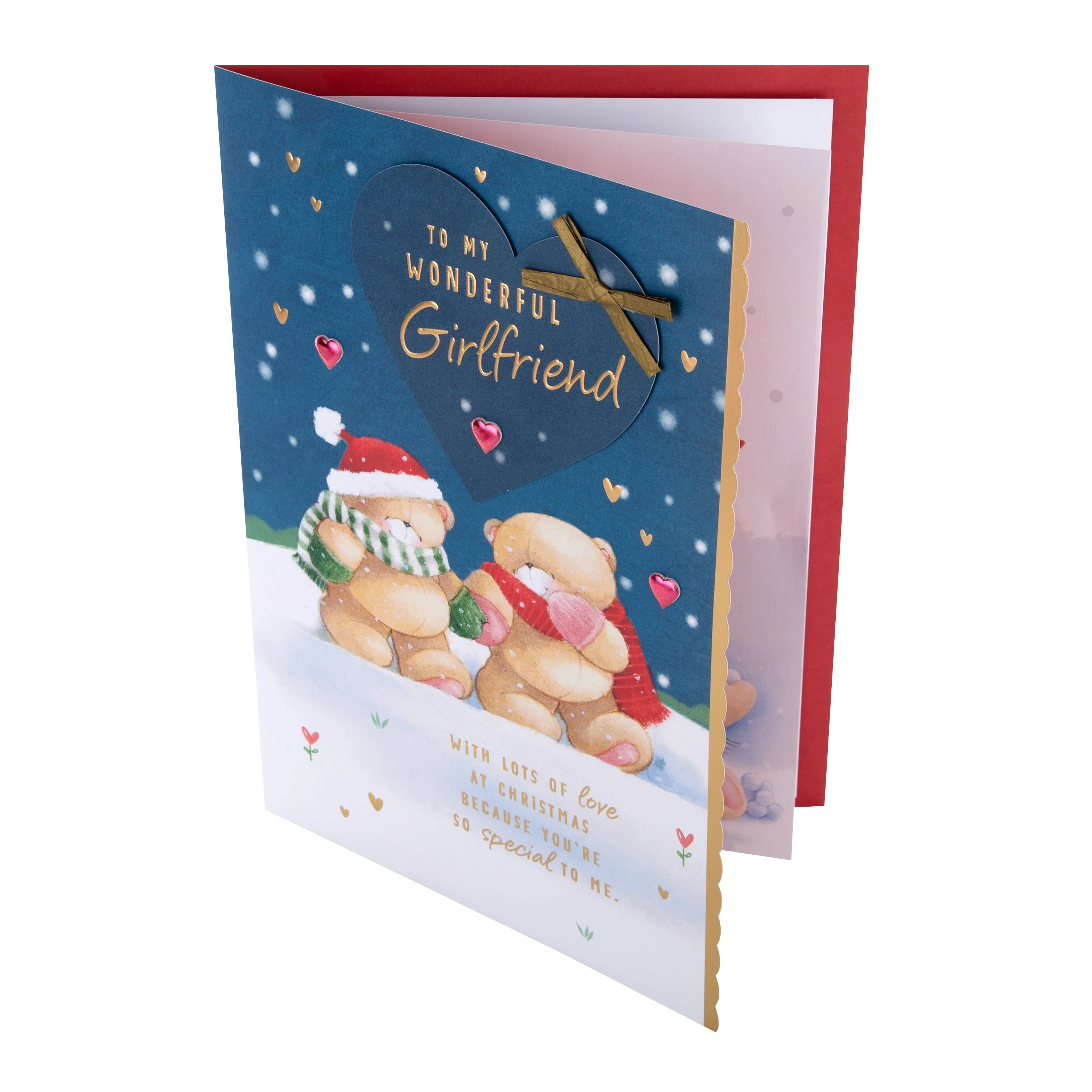 Large Luxury Boxed Christmas Card for Girlfriend - Cute Forever Friends Winter Love Design - Image 6
