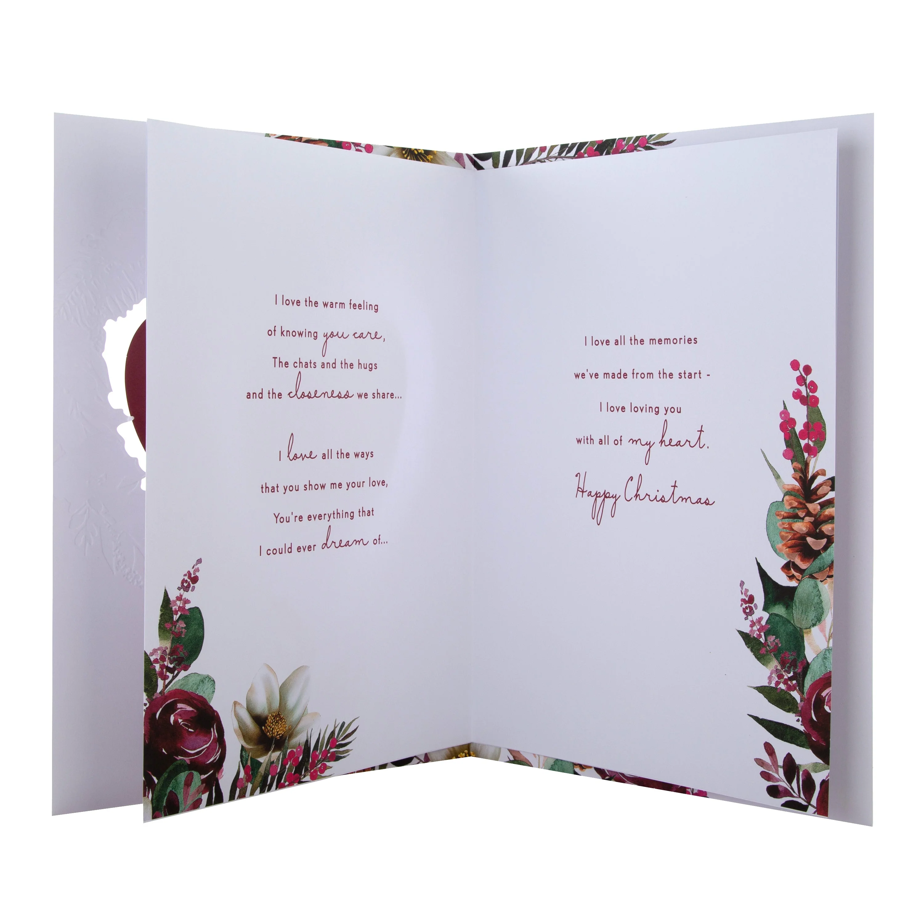 Large Luxury Boxed Christmas Card for Girlfriend - Traditional Heart and Verse Design - Image 4