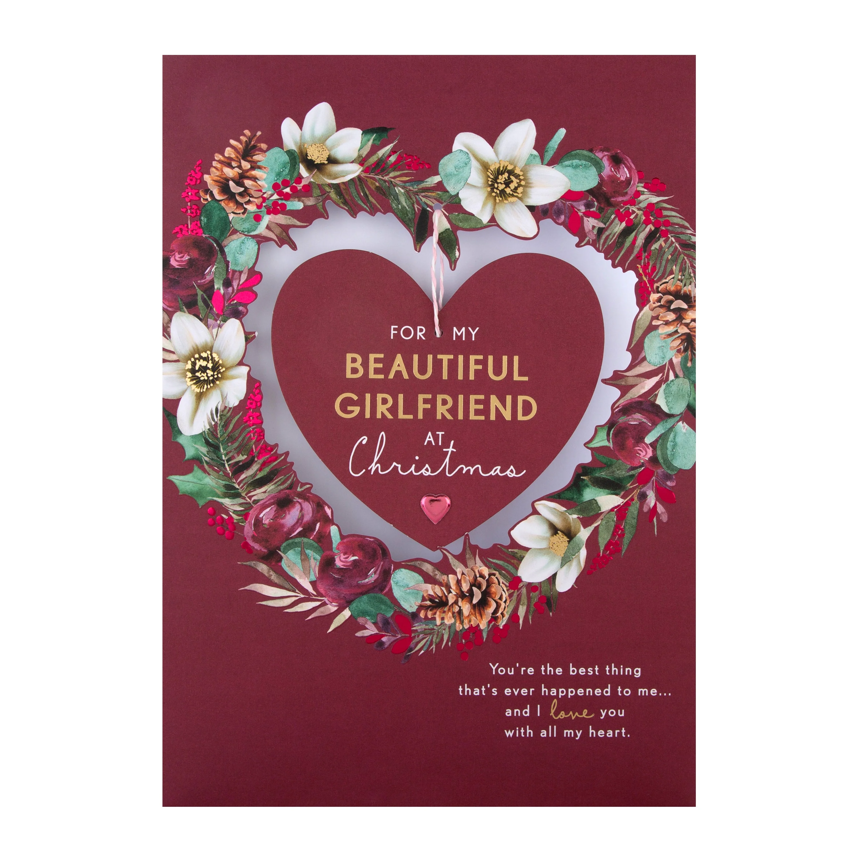 Large Luxury Boxed Christmas Card for Girlfriend - Traditional Heart and Verse Design - Image 5