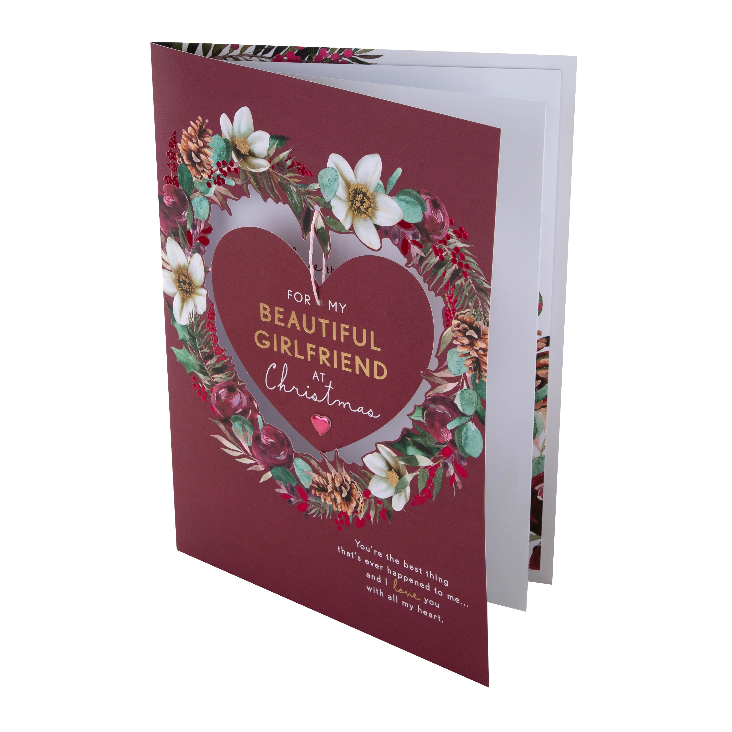 Large Luxury Boxed Christmas Card for Girlfriend - Traditional Heart and Verse Design - Image 6