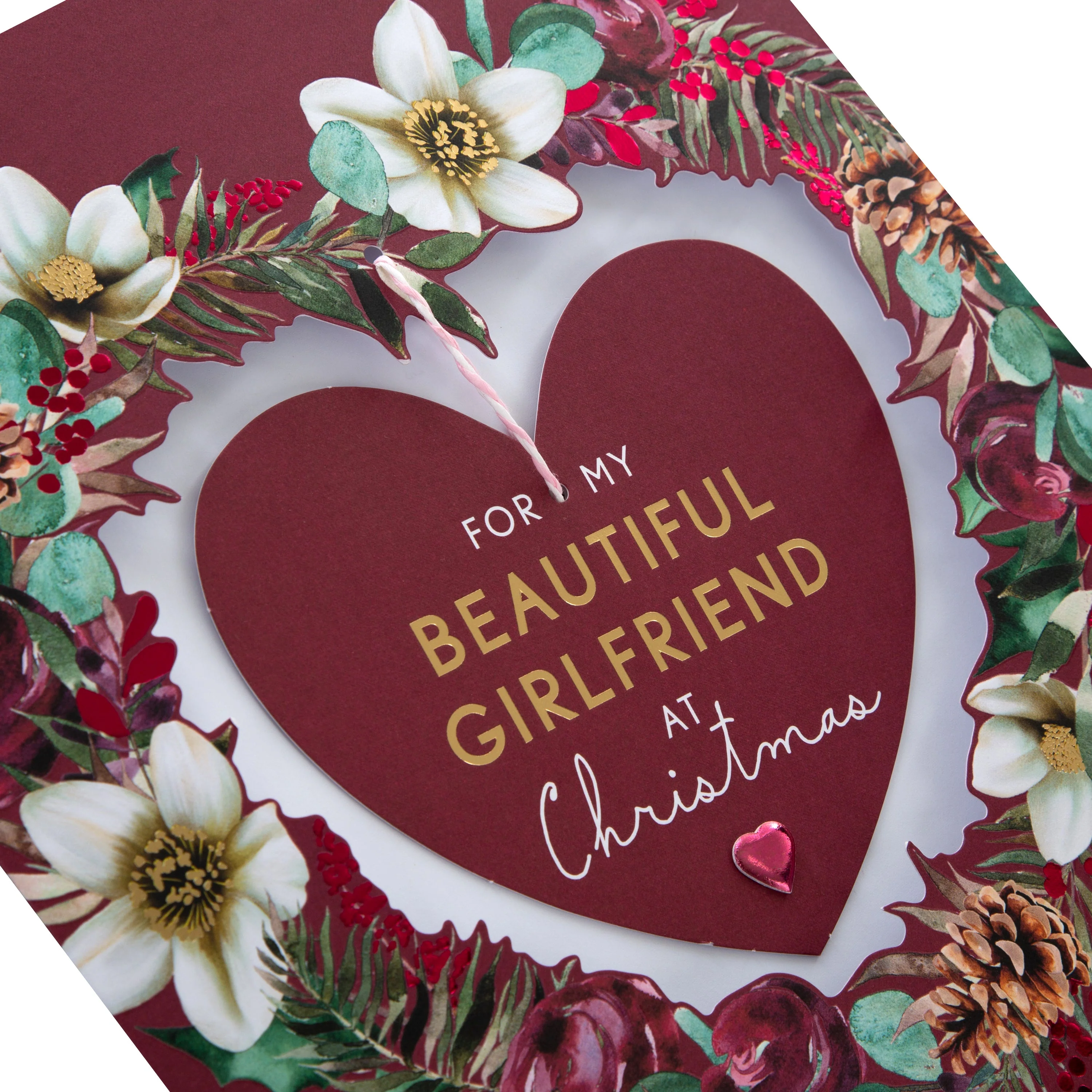 Large Luxury Boxed Christmas Card for Girlfriend - Traditional Heart and Verse Design - Image 7