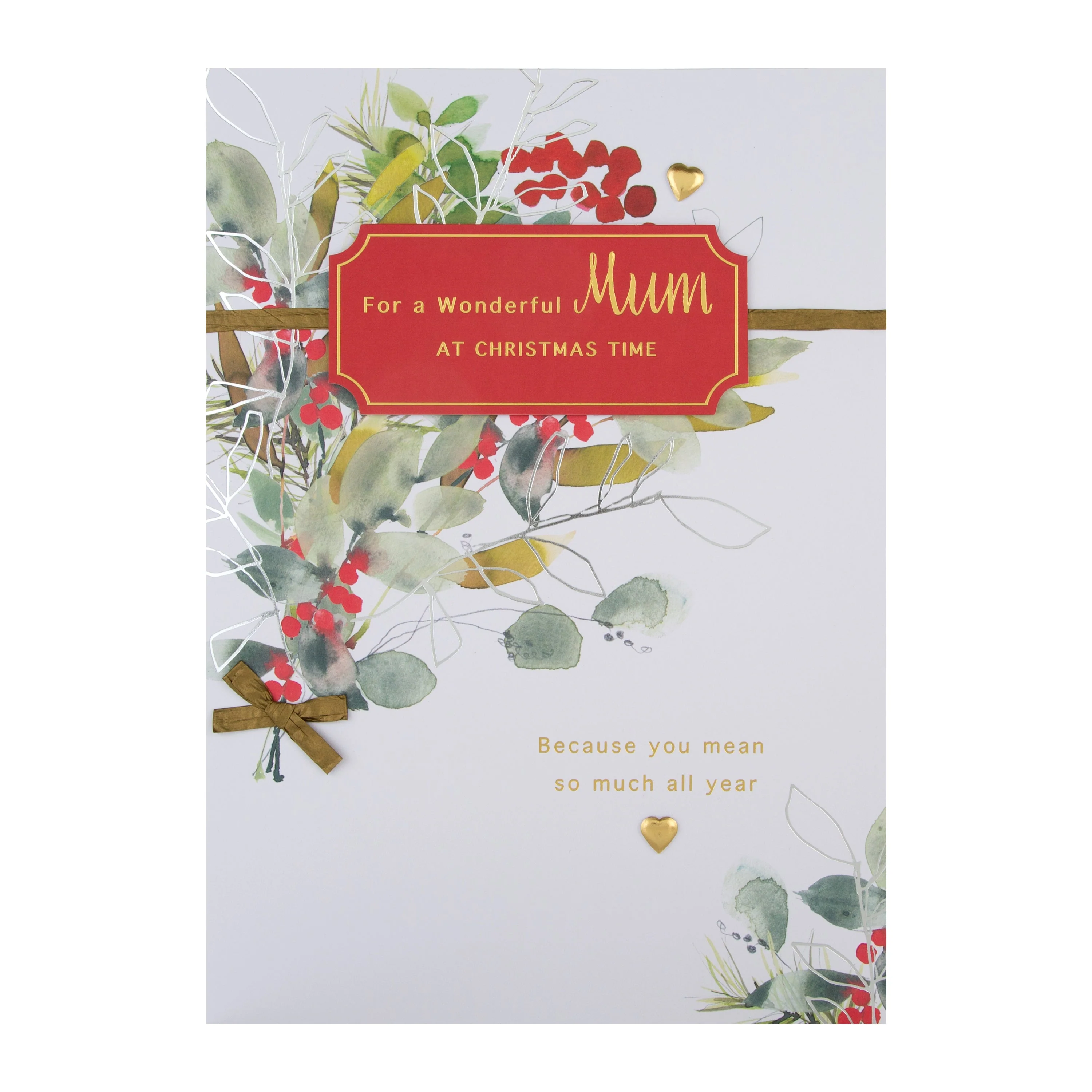 Large Luxury Boxed Christmas Card for Mum - Classic Seasonal Foliage Design - Image 5