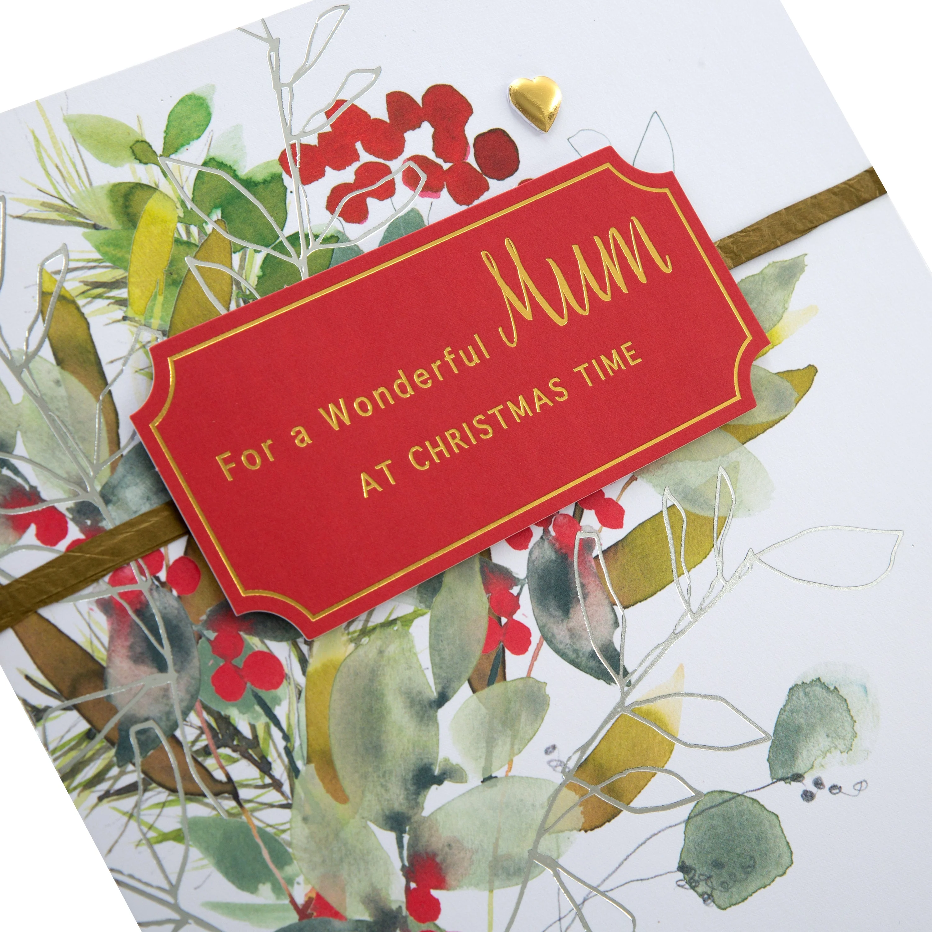 Large Luxury Boxed Christmas Card for Mum - Classic Seasonal Foliage Design - Image 7