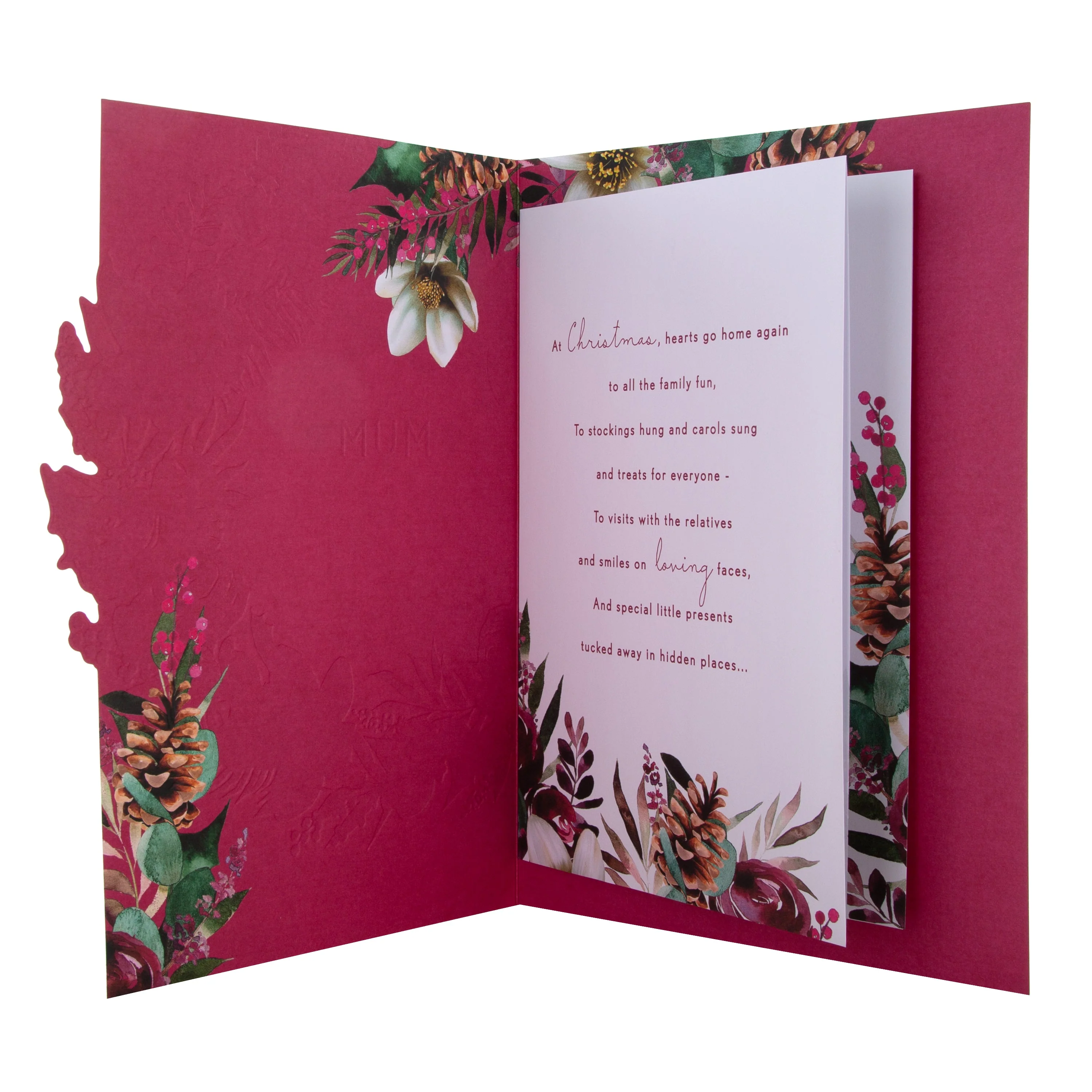 Large Luxury Boxed Christmas Card for Mum - Traditional Wreath and Verse Design - Image 3
