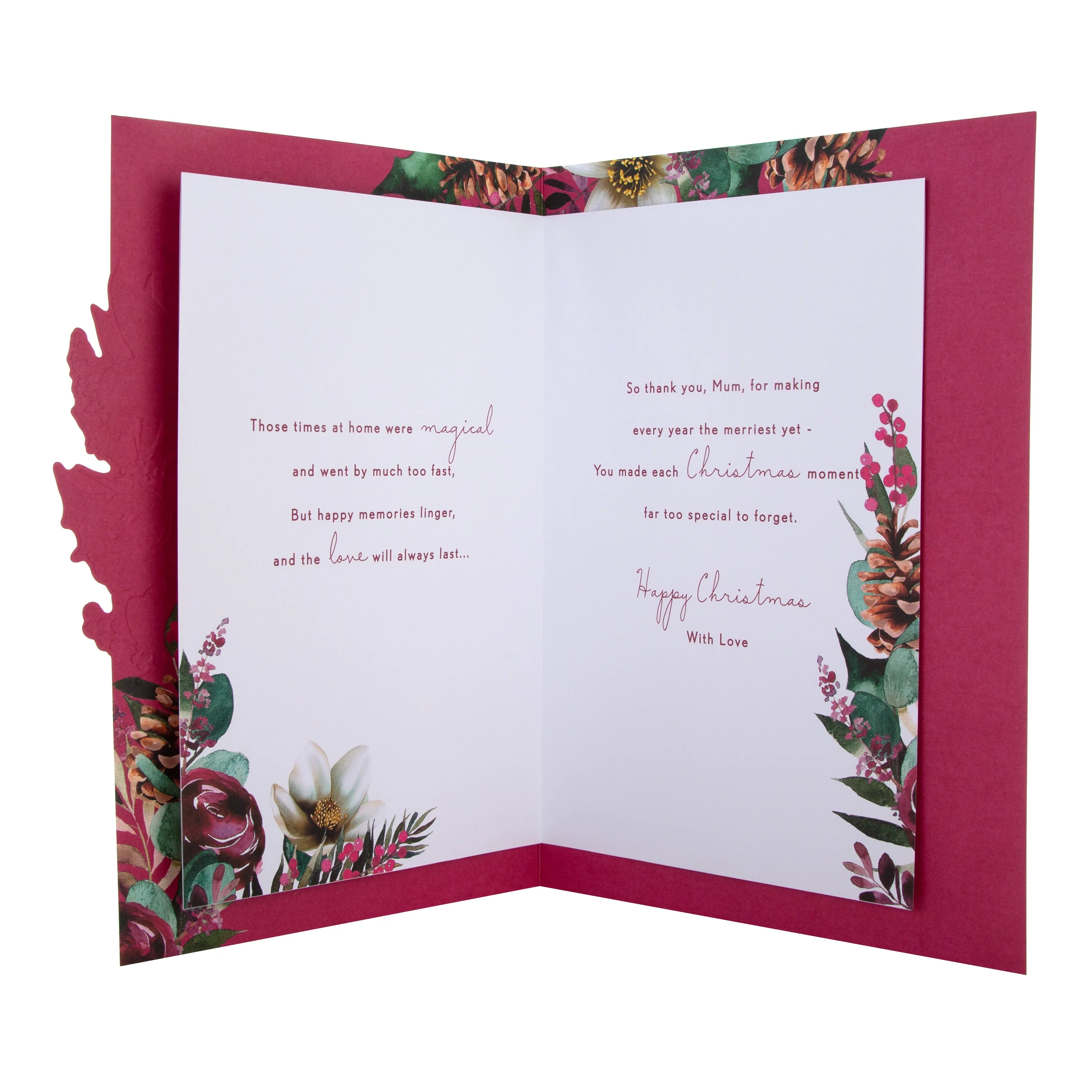 Large Luxury Boxed Christmas Card for Mum - Traditional Wreath and Verse Design - Image 4