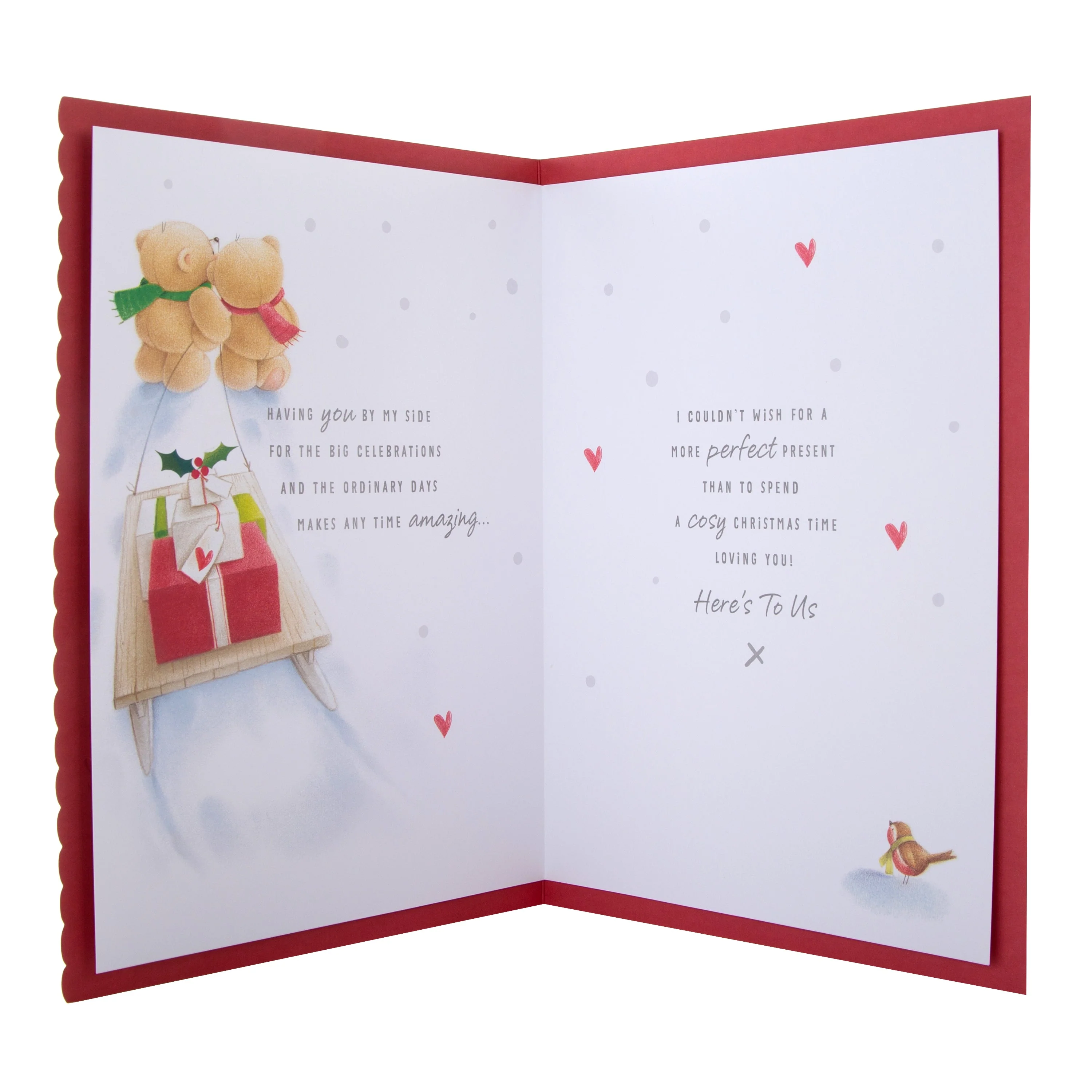 Large Luxury Boxed Christmas Card for One I Love - Cute Forever Friends Winter Love Design - Image 4