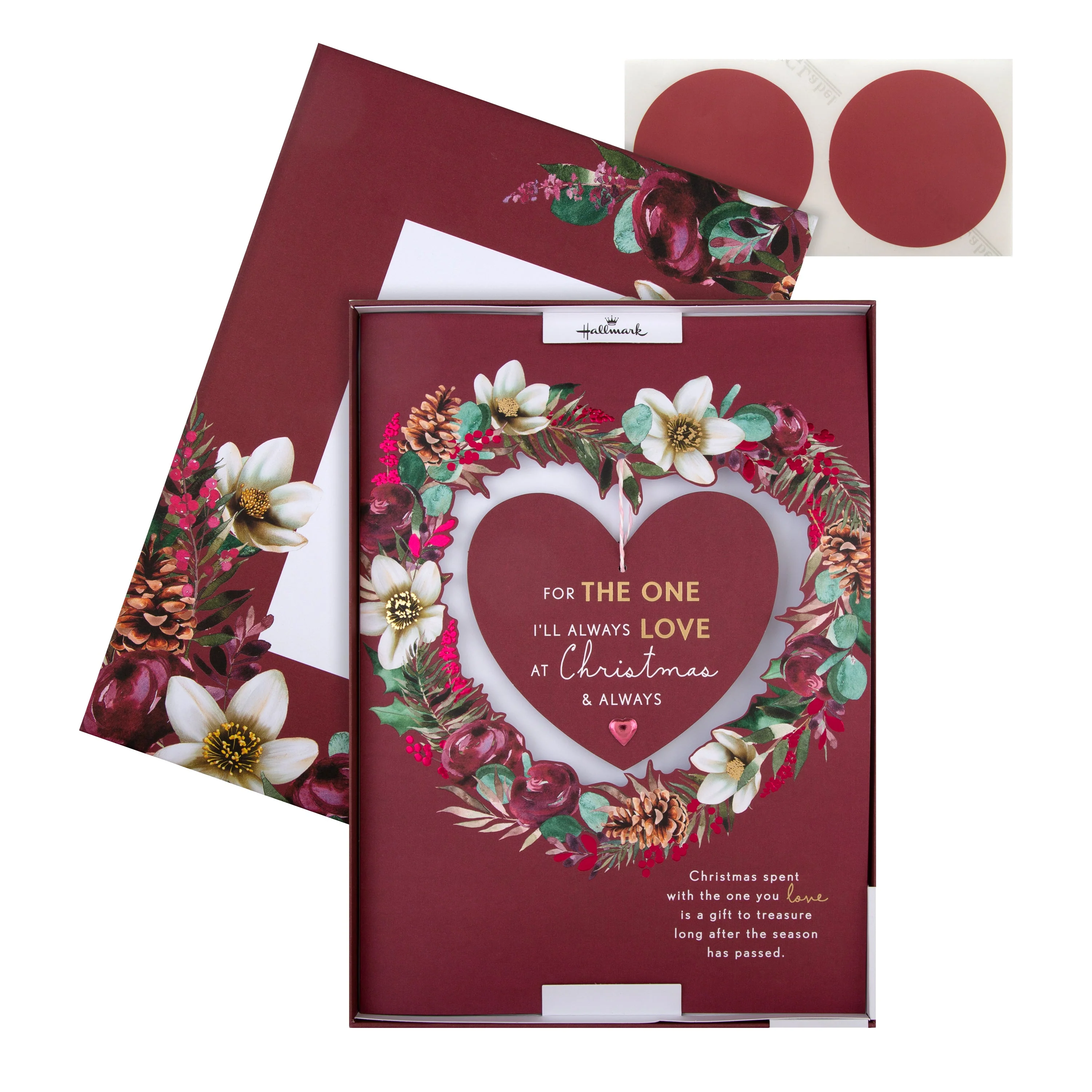 Large Luxury Boxed Christmas Card for One I Love - Traditional Heart and Verse Design - Image 2
