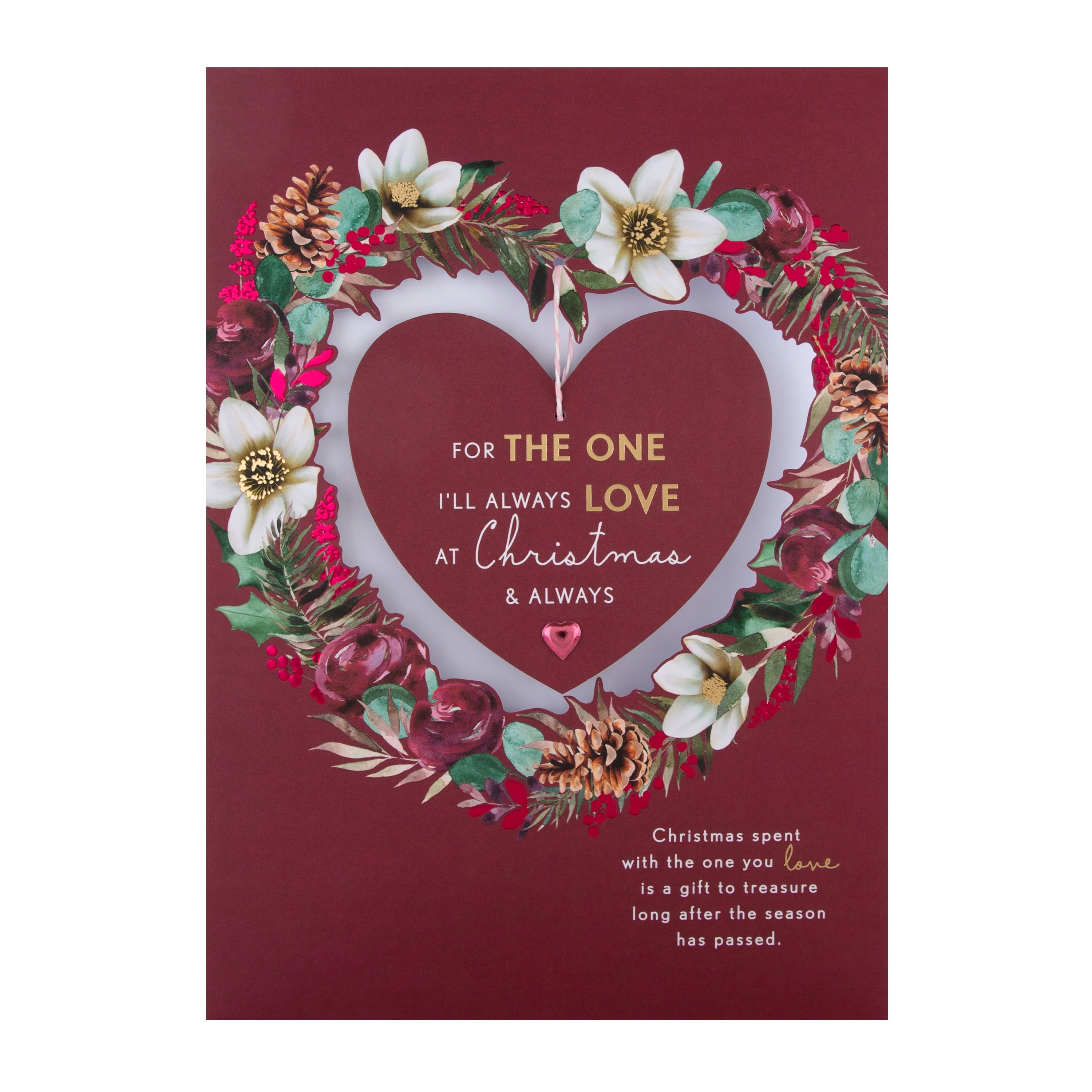 Large Luxury Boxed Christmas Card for One I Love - Traditional Heart and Verse Design - Image 5