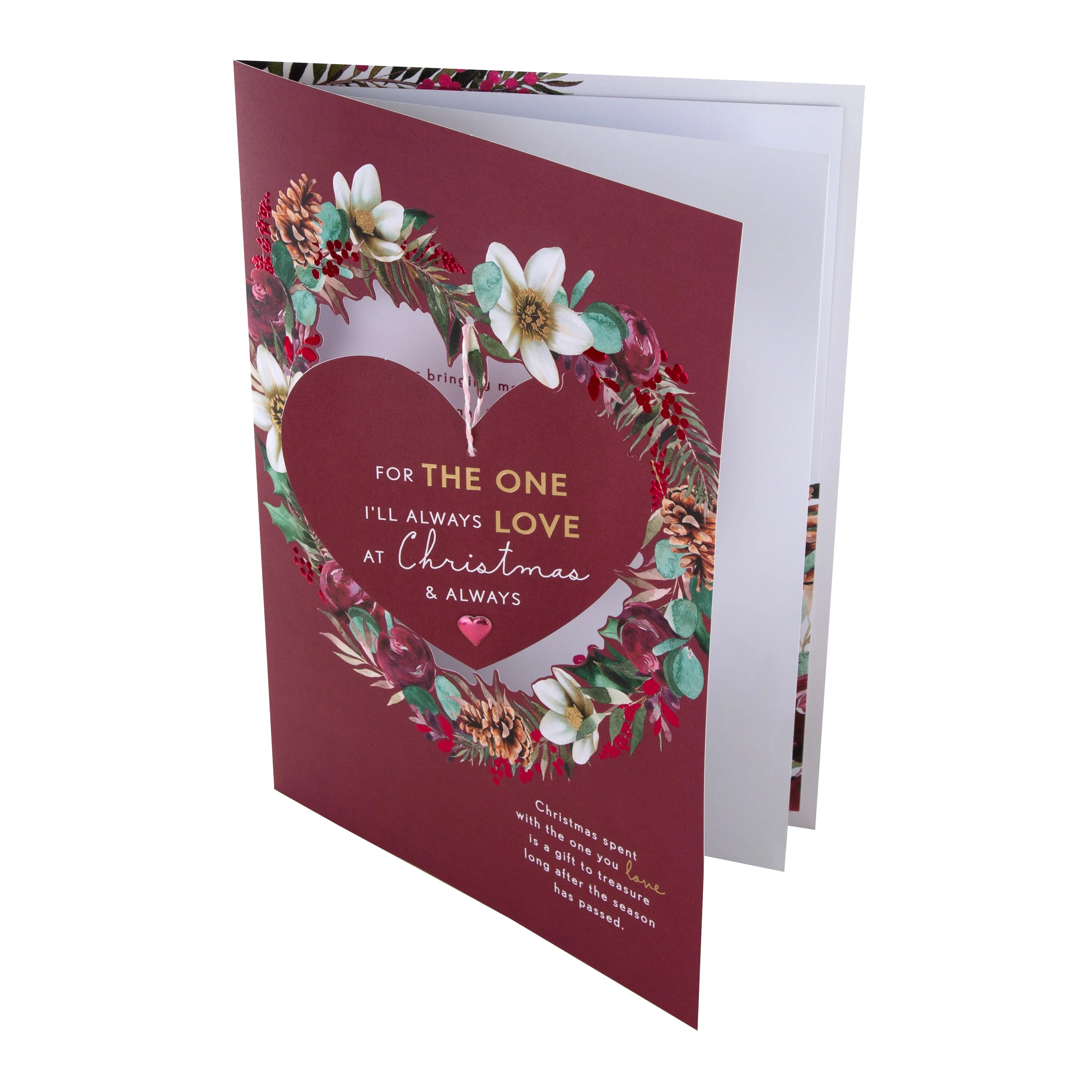Large Luxury Boxed Christmas Card for One I Love - Traditional Heart and Verse Design - Image 6