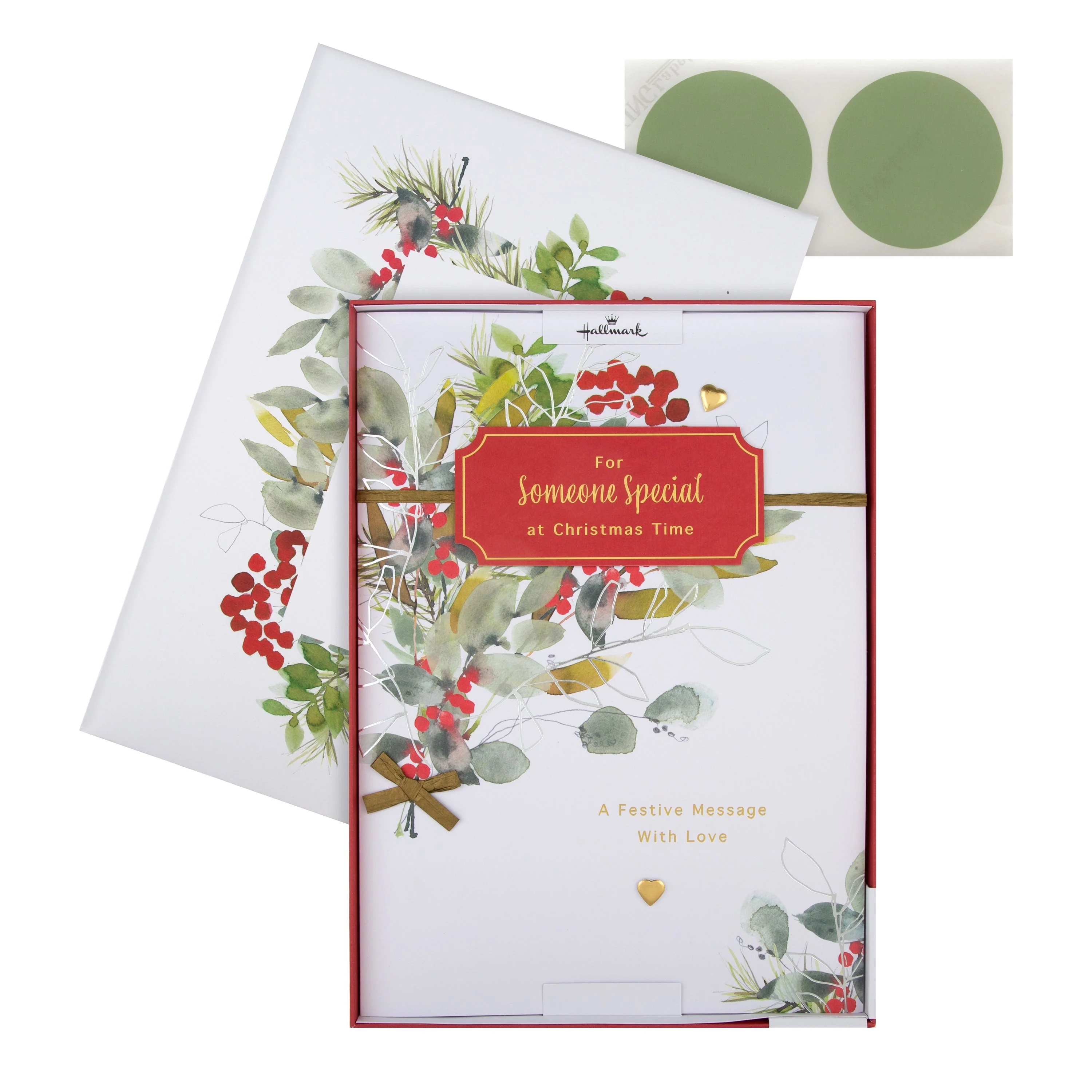 Large Luxury Boxed Christmas Card for Someone Special -  Classic Seasonal Foliage Design - Image 2