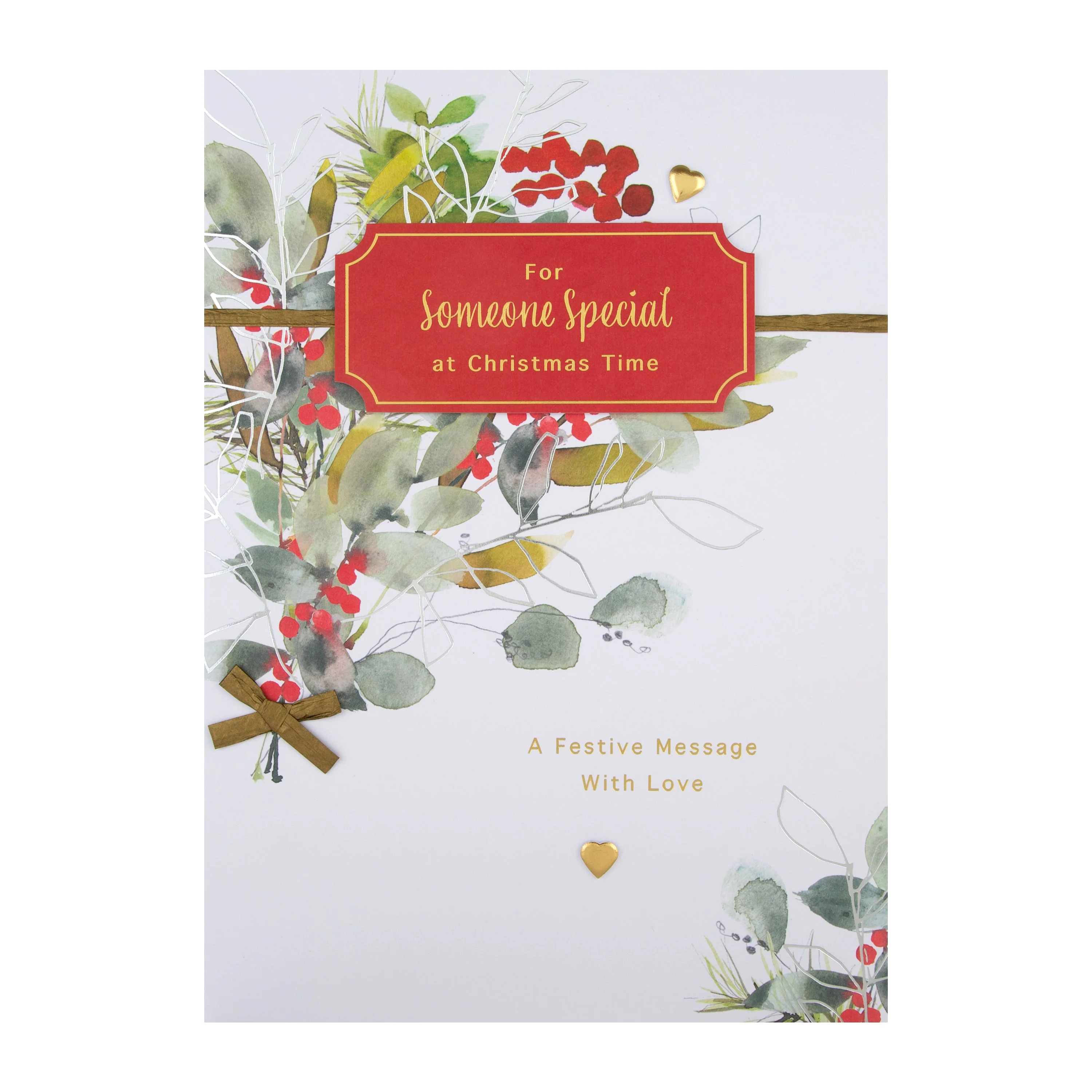 Large Luxury Boxed Christmas Card for Someone Special -  Classic Seasonal Foliage Design - Image 5