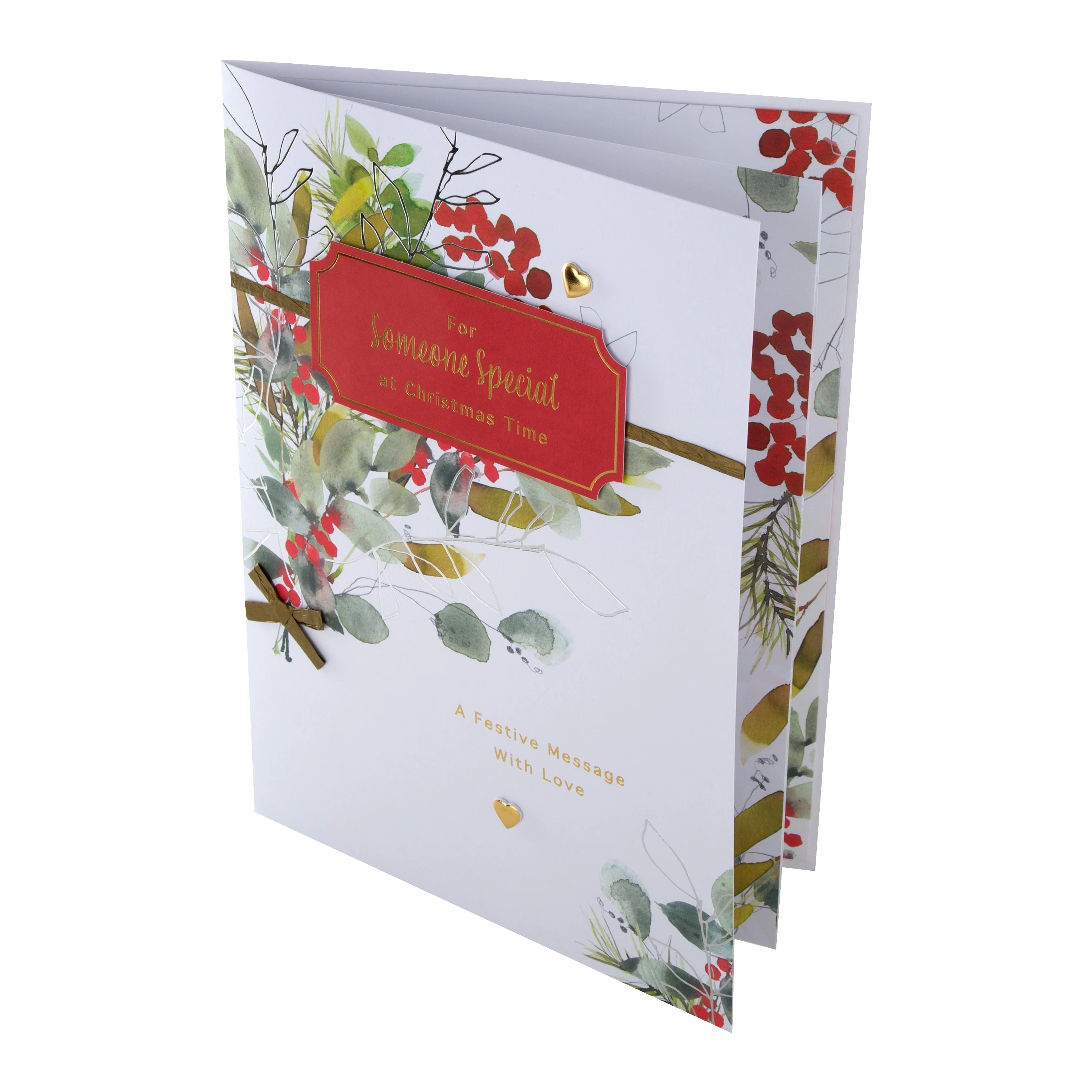 Large Luxury Boxed Christmas Card for Someone Special -  Classic Seasonal Foliage Design - Image 6