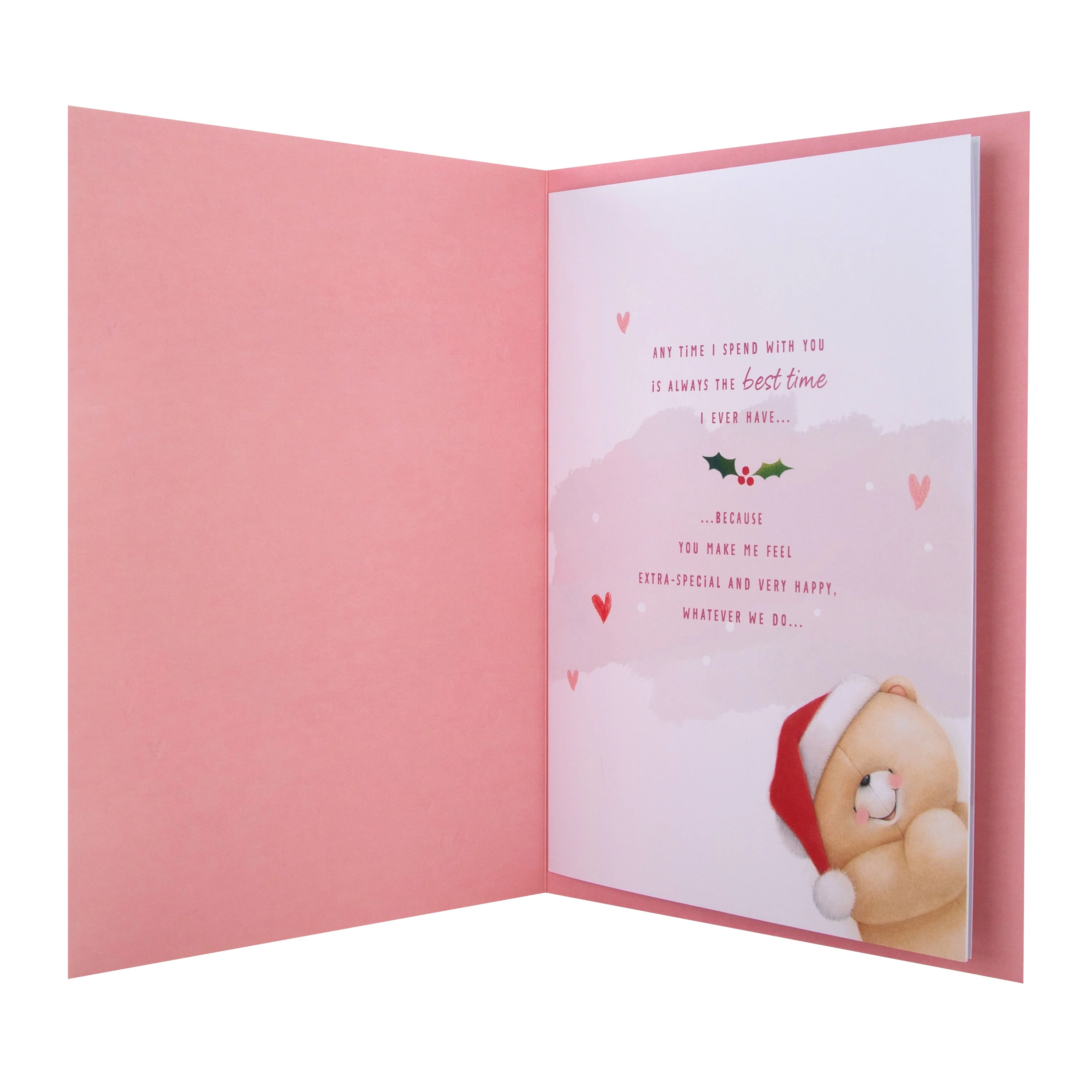 Large Luxury Boxed Christmas Card - Cute Forever Friends Wreath and Heart Design - Image 3