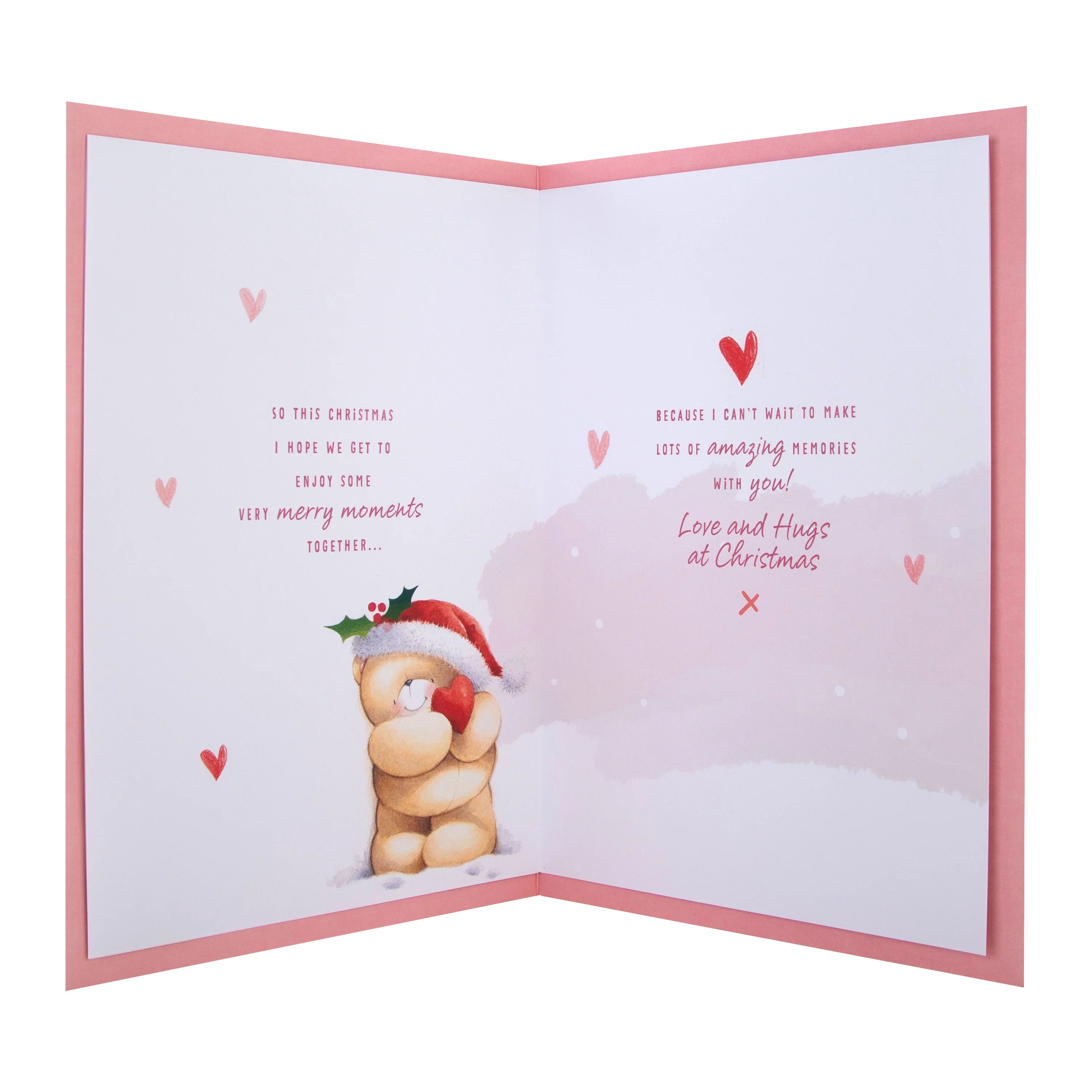 Large Luxury Boxed Christmas Card - Cute Forever Friends Wreath and Heart Design - Image 4