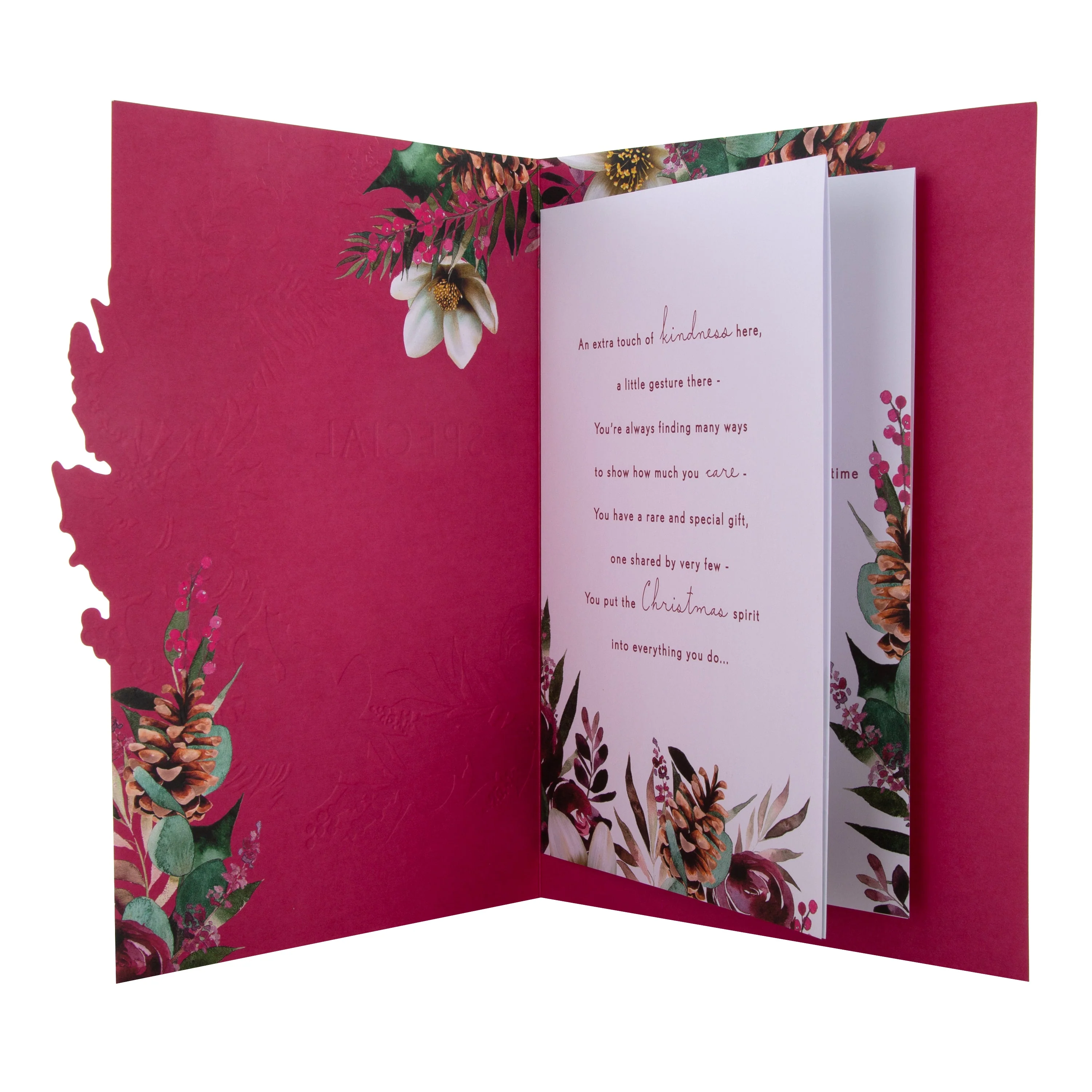 Large Luxury Boxed Christmas Card for Someone Special - Traditional Wreath and Verse Design - Image 3