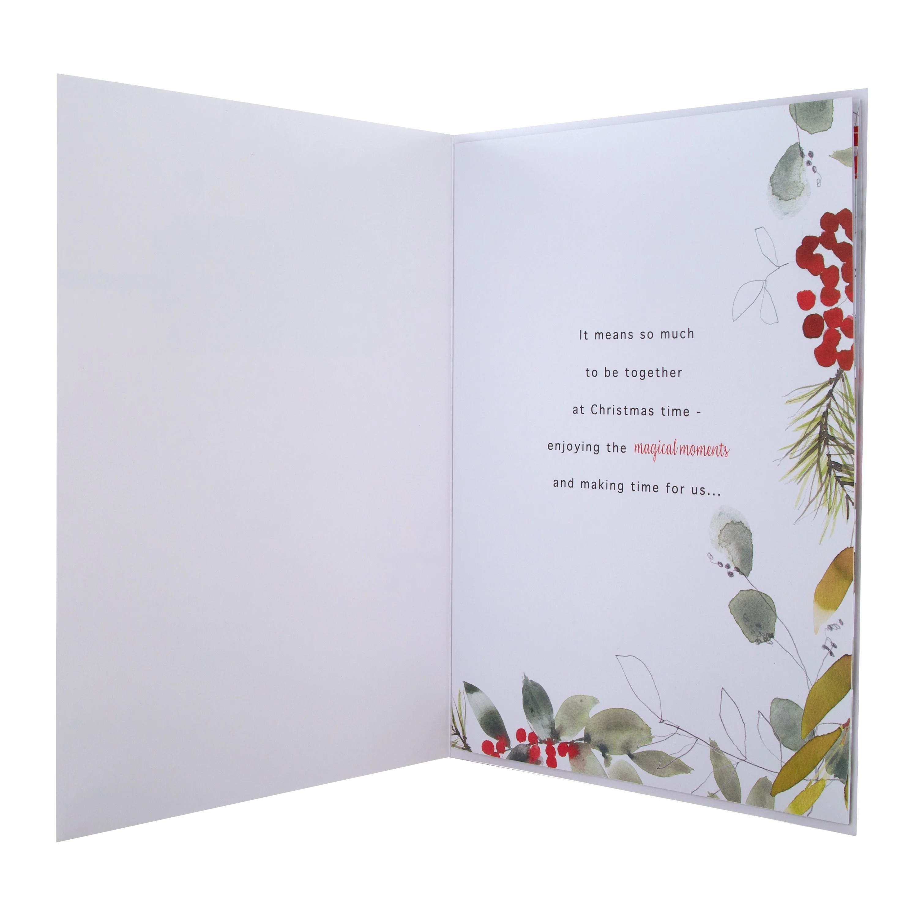 Large Luxury Boxed Christmas Card for Wife - Classic Seasonal Foliage Design - Image 3