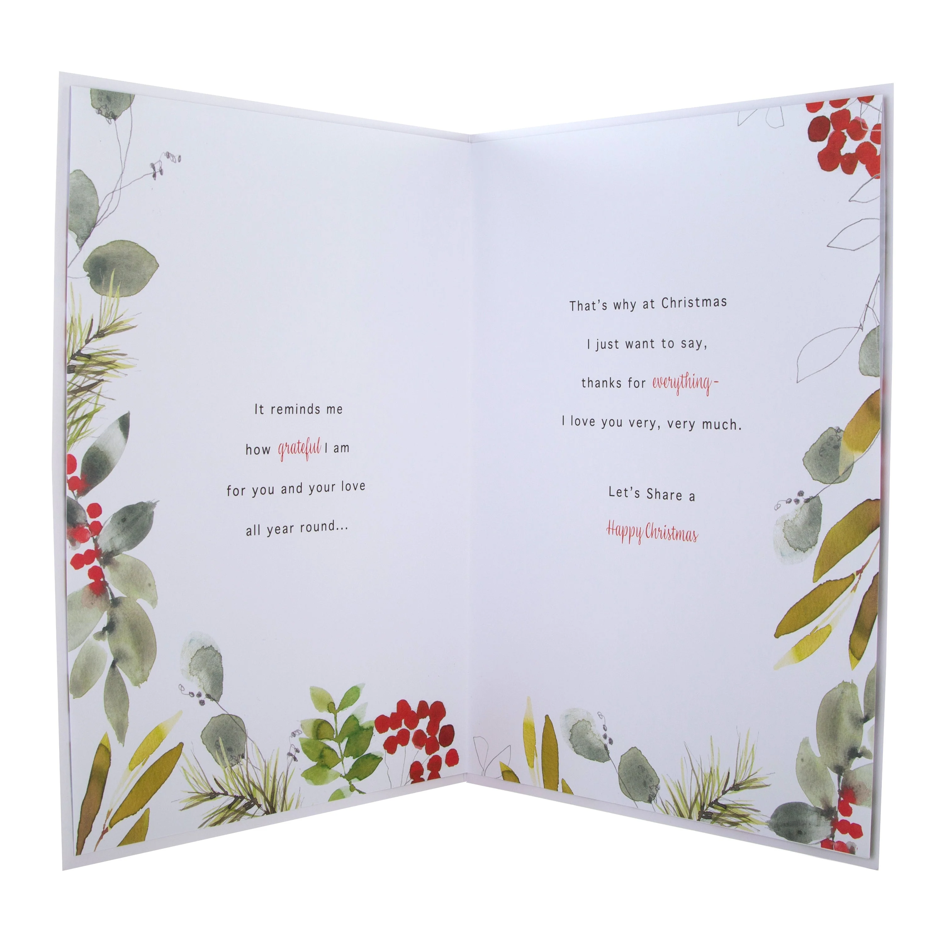 Large Luxury Boxed Christmas Card for Wife - Classic Seasonal Foliage Design - Image 4