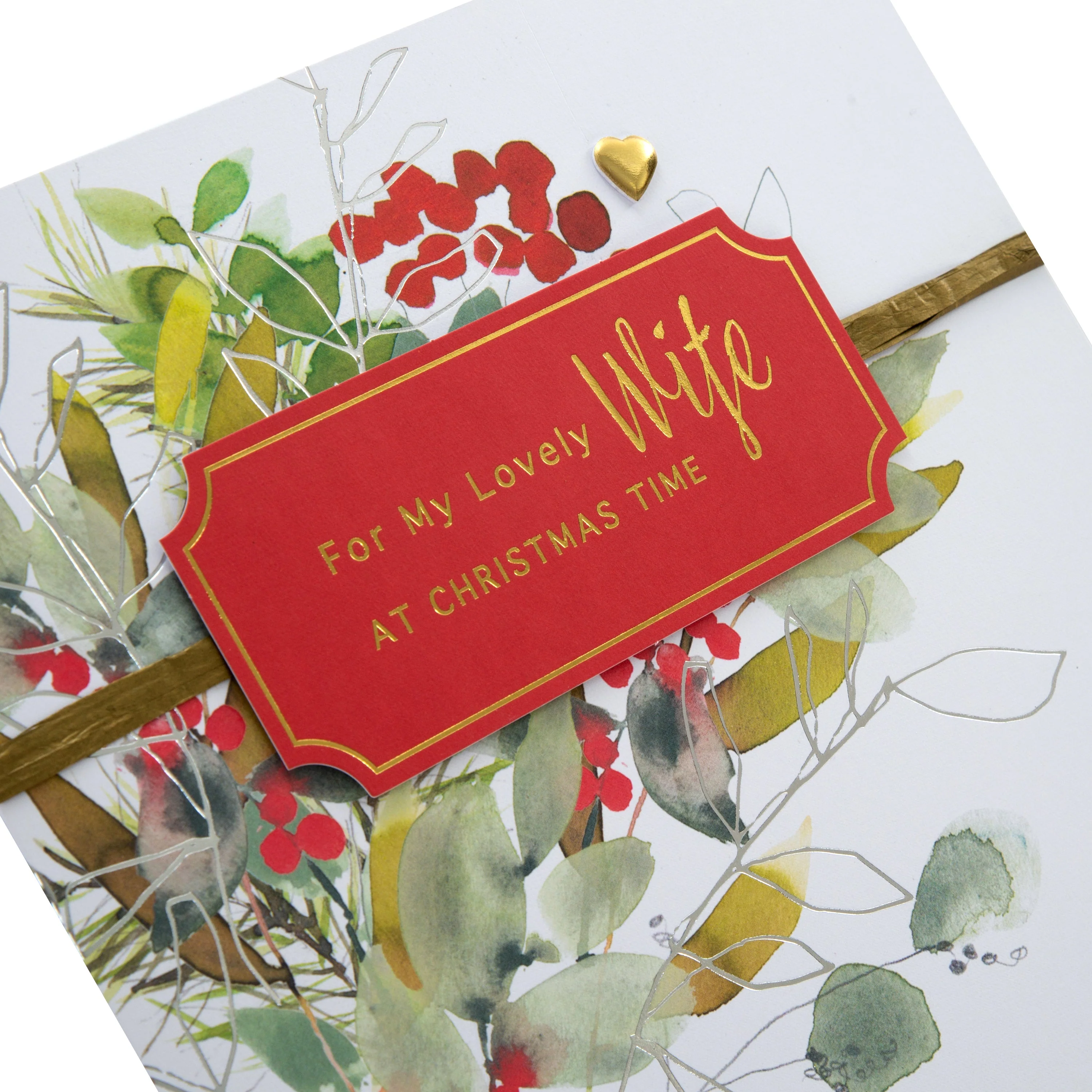 Large Luxury Boxed Christmas Card for Wife - Classic Seasonal Foliage Design - Image 7