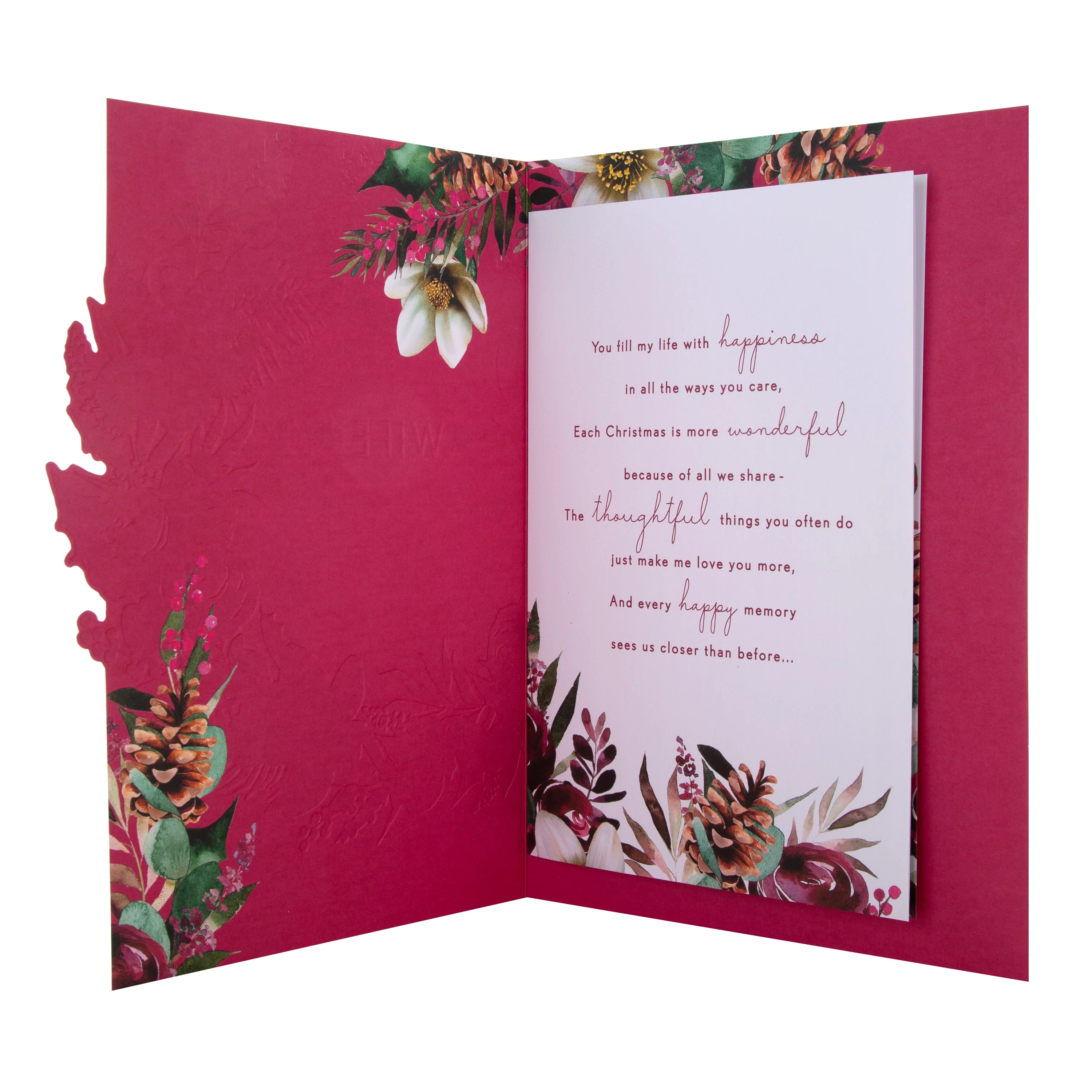 Large Luxury Boxed Christmas Card for Wife - Traditional Wreath and Verse Design - Image 3