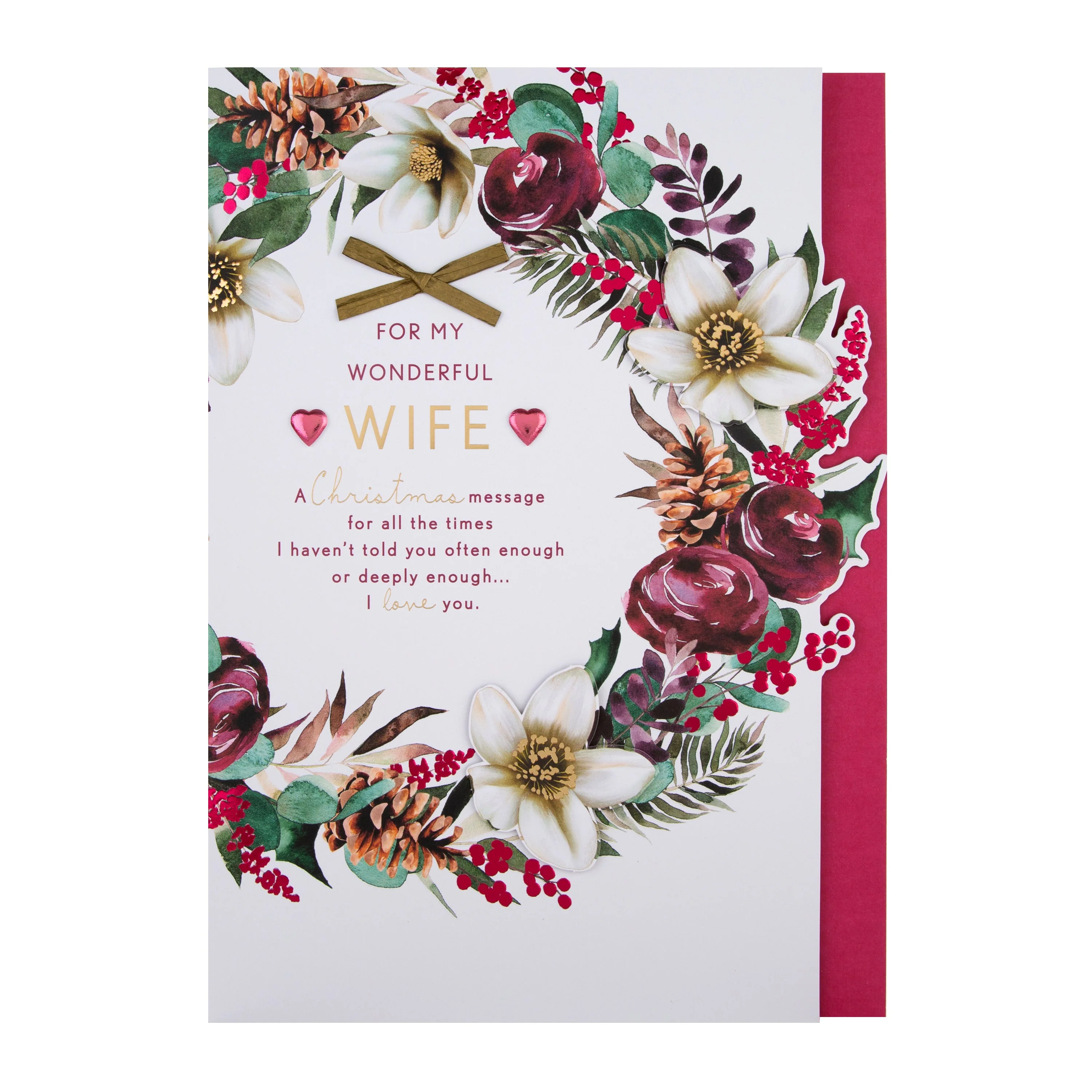 Large Luxury Boxed Christmas Card for Wife - Traditional Wreath and Verse Design - Image 5