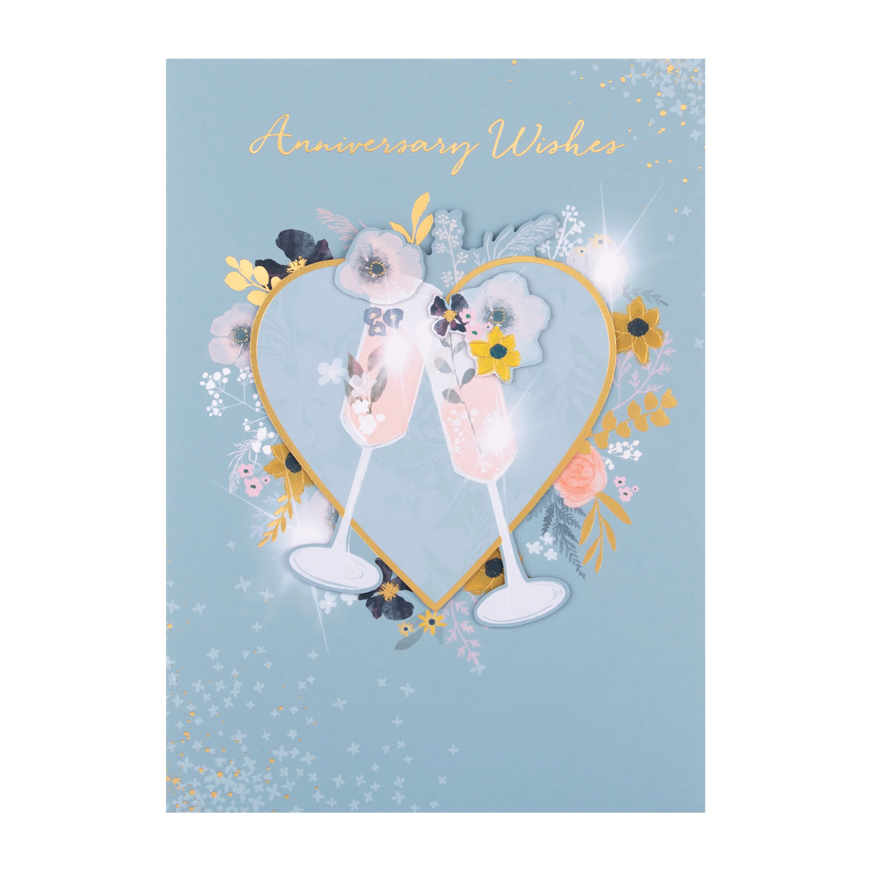 Luxury Boxed Anniversary Card - Traditional Illustrated Wine Glasses & Heart Design - Image 3