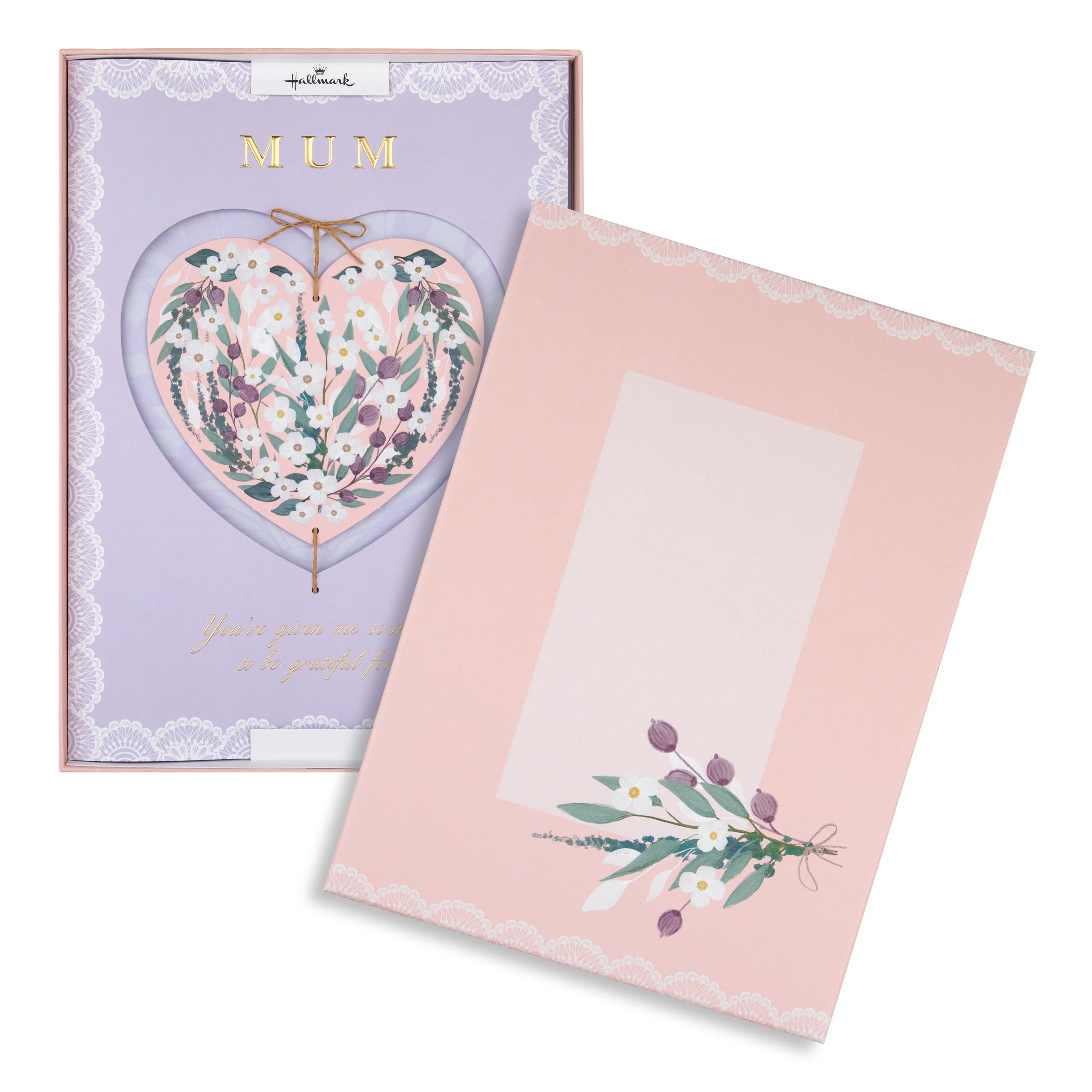 Luxury Boxed Card for Mum - Traditional Illustrated Floral Heart Design - Image 2