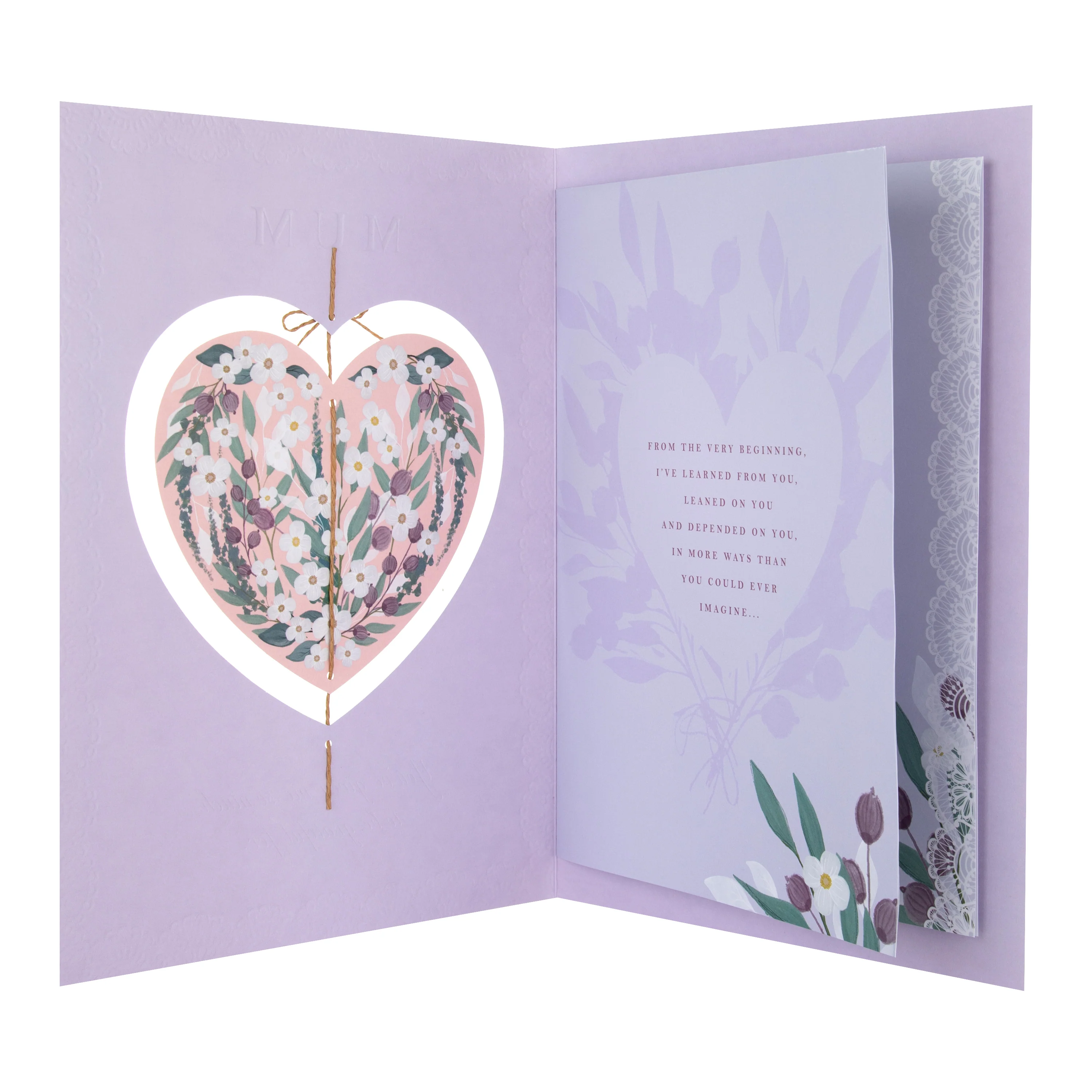 Luxury Boxed Card for Mum - Traditional Illustrated Floral Heart Design - Image 3