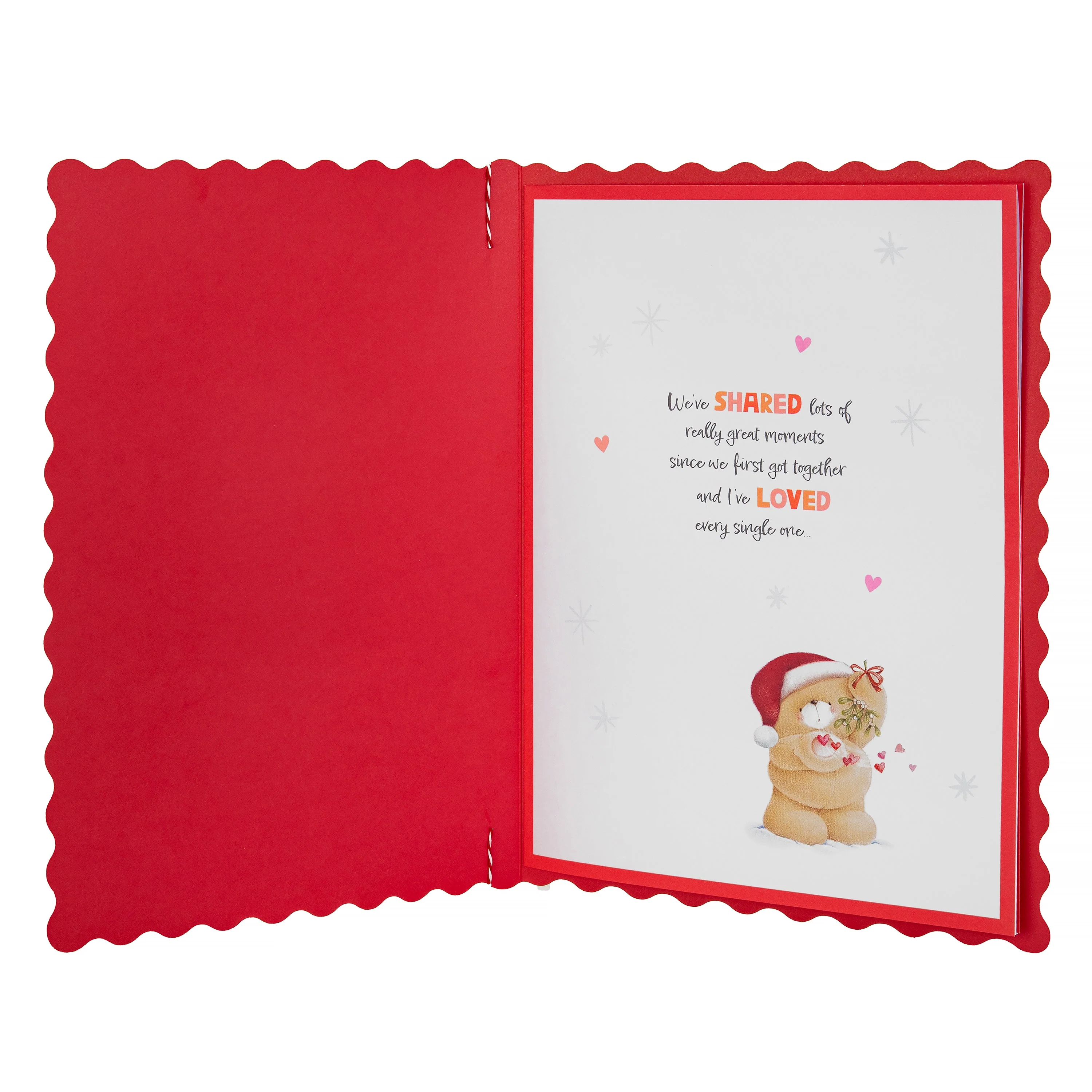 Luxury Boxed Christmas Card for One I Love - Cute Forever Friends Mistletoe Kiss Design - Image 3