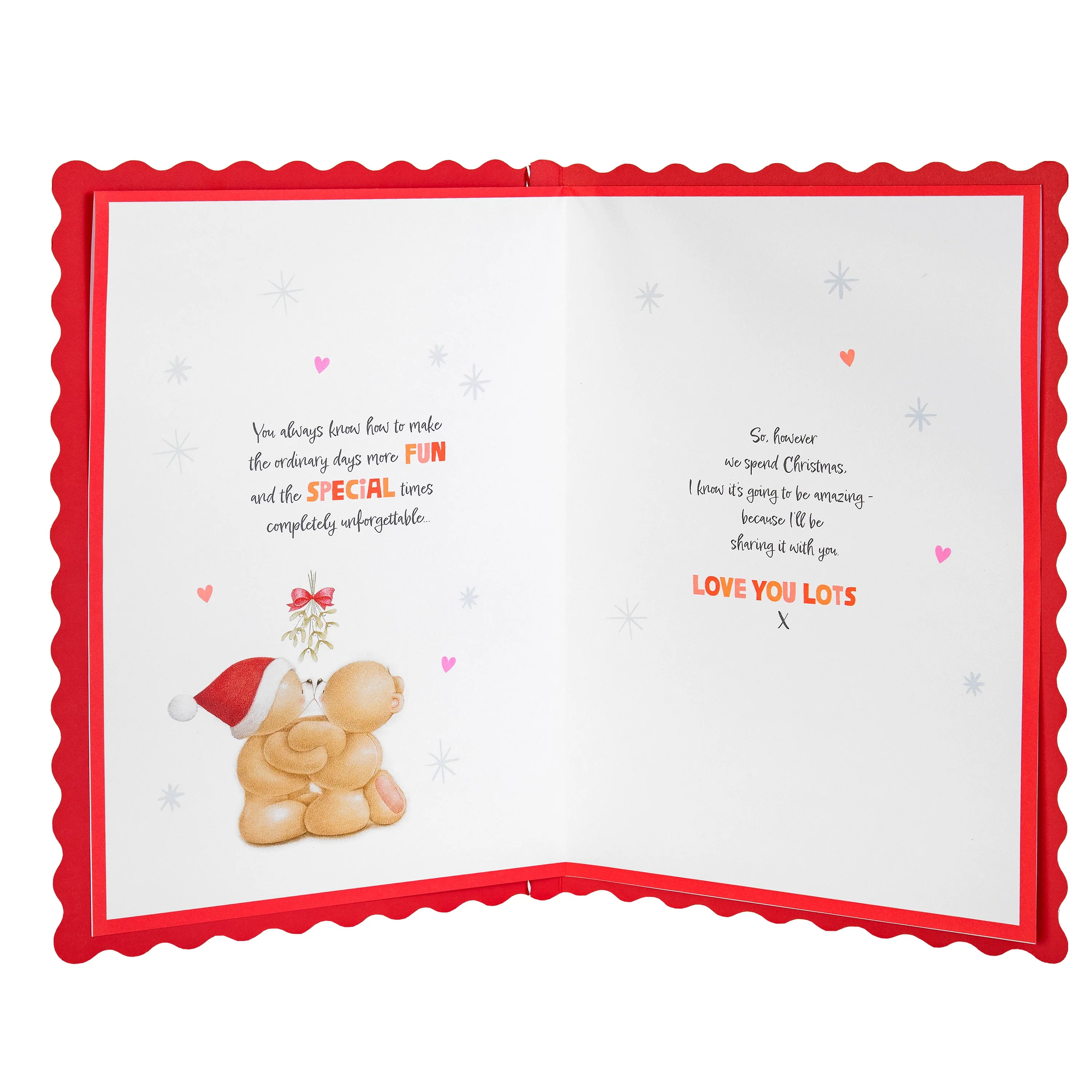 Luxury Boxed Christmas Card for One I Love - Cute Forever Friends Mistletoe Kiss Design - Image 4