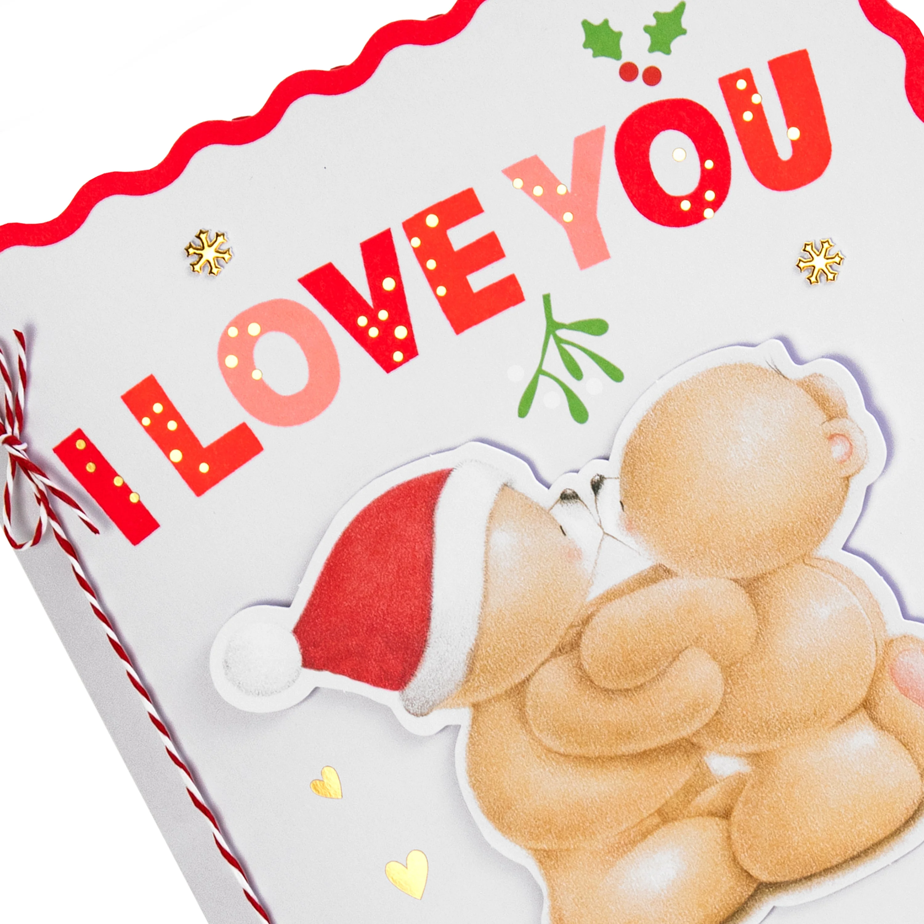 Luxury Boxed Christmas Card for One I Love - Cute Forever Friends Mistletoe Kiss Design - Image 6