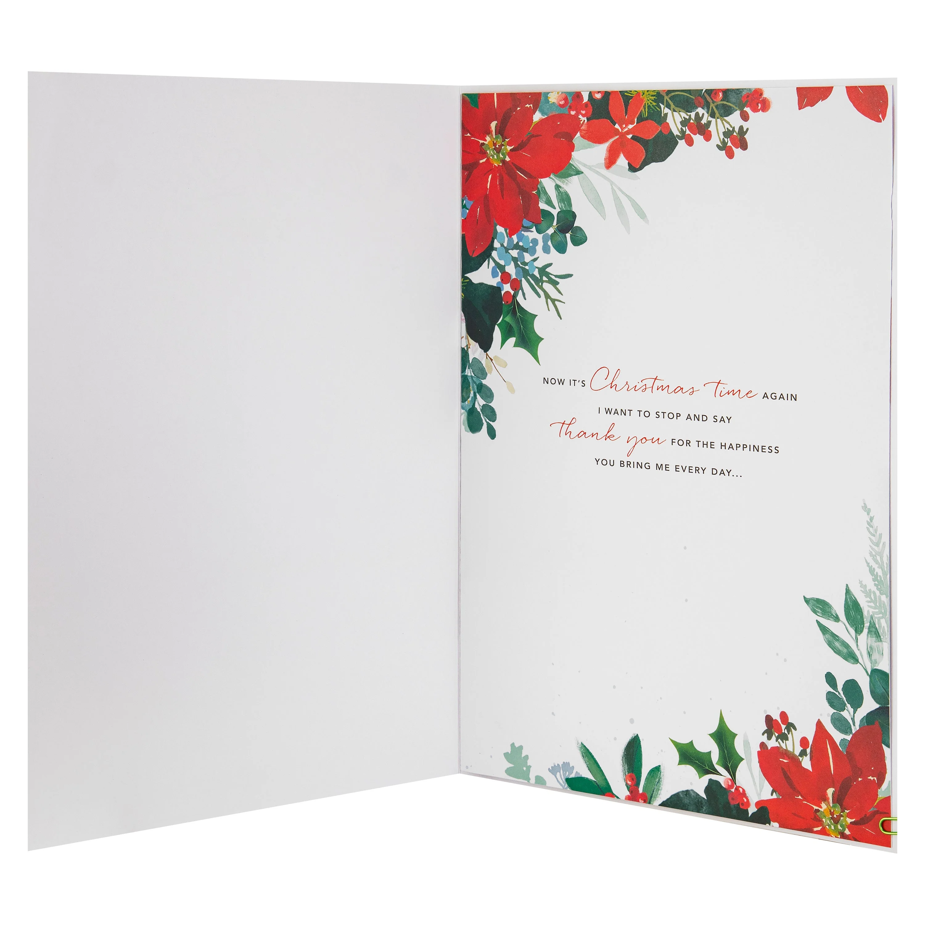Luxury Boxed Christmas Card for One I Love - Traditional Illustrated Poinsettia Heart Design - Image 3