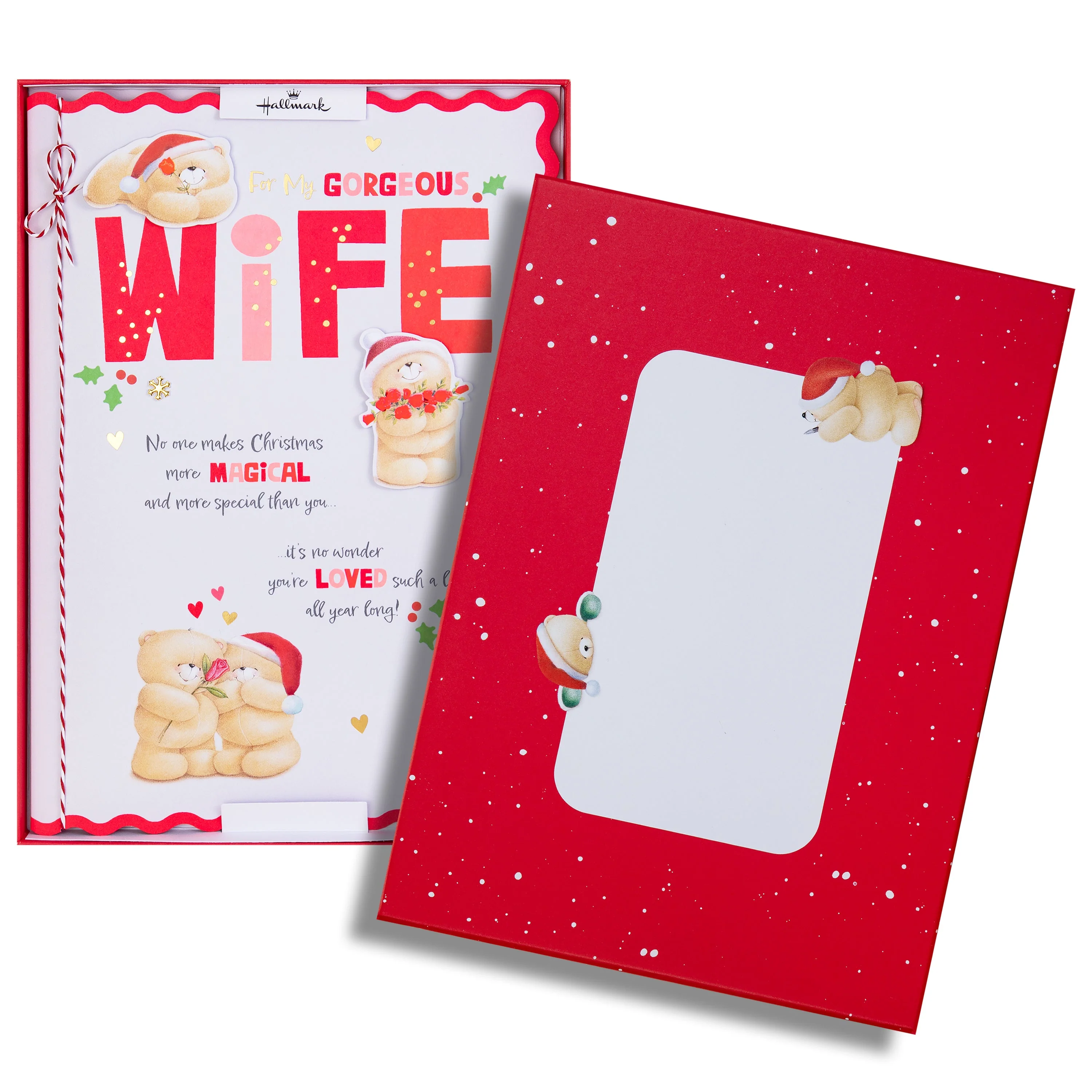 Luxury Boxed Christmas Card for Wife - Cute Forever Friends Festive Romance Design - Image 2