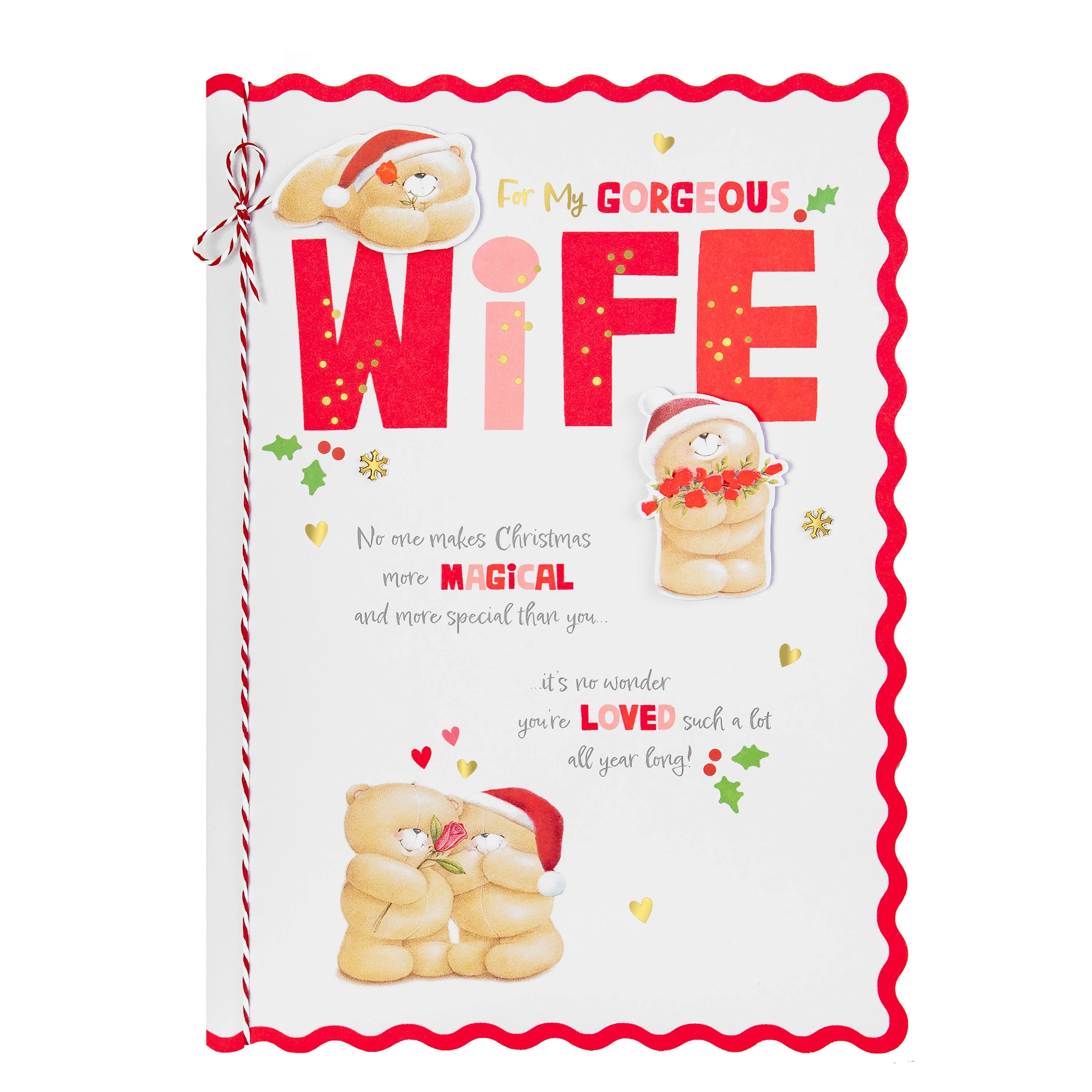 Luxury Boxed Christmas Card for Wife - Cute Forever Friends Festive Romance Design - Image 5