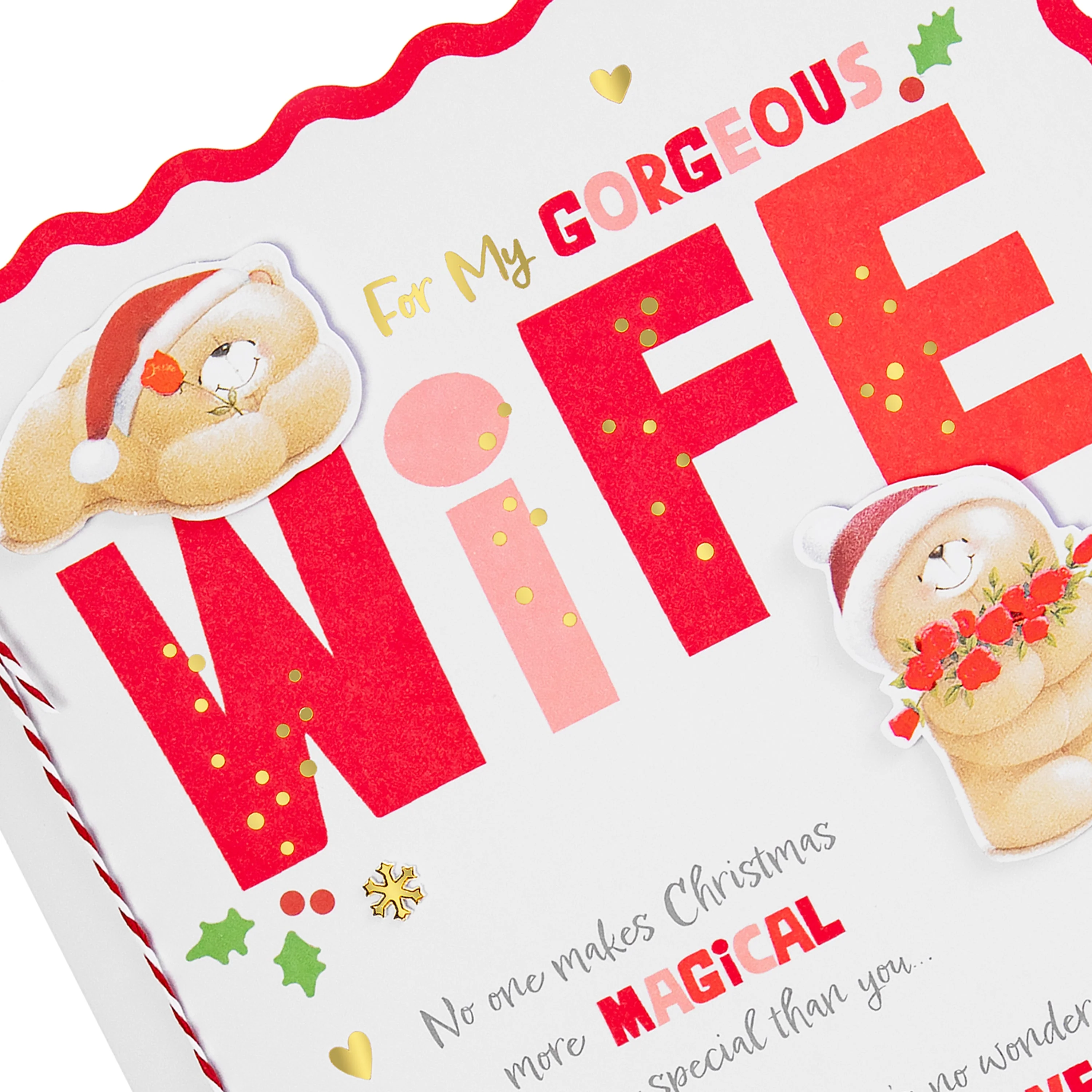 Luxury Boxed Christmas Card for Wife - Cute Forever Friends Festive Romance Design - Image 6