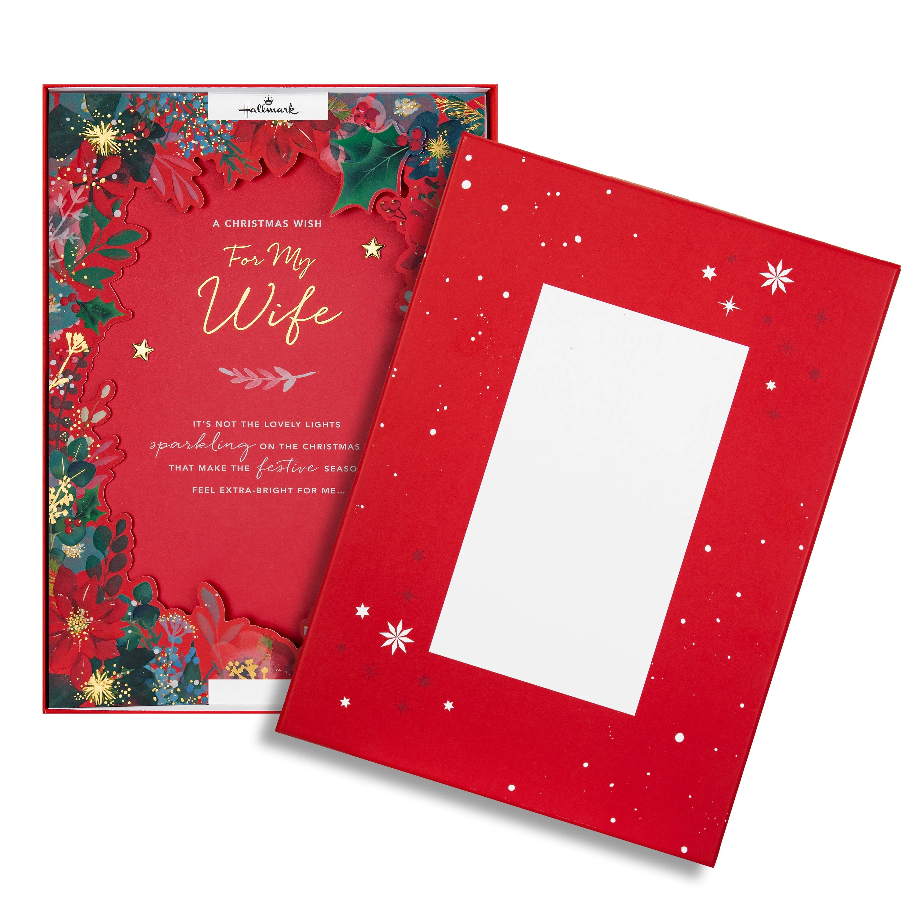 Luxury Boxed Christmas Card for Wife - Traditional Illustrated Festive Foliage Design - Image 2