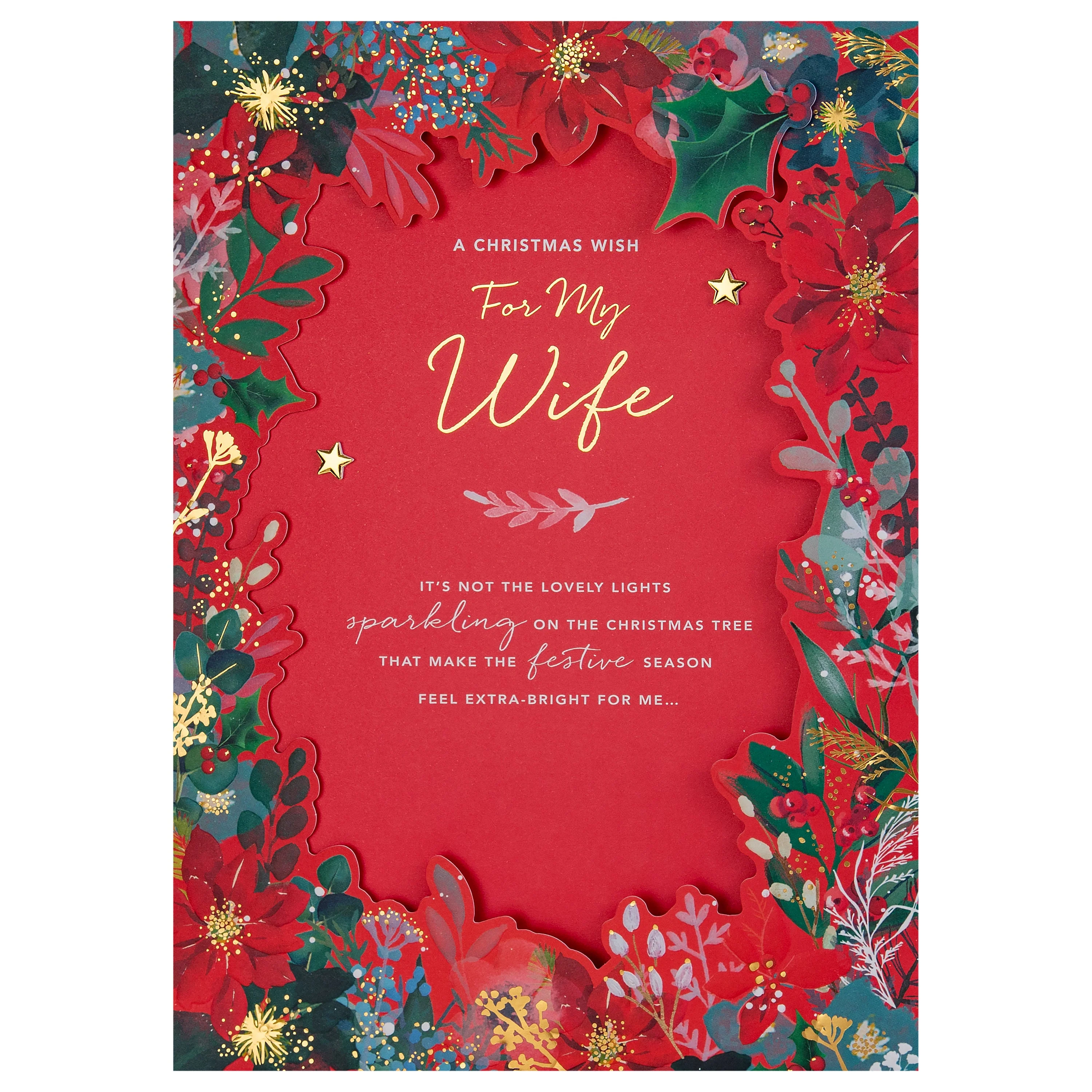 Luxury Boxed Christmas Card for Wife - Traditional Illustrated Festive Foliage Design - Image 5