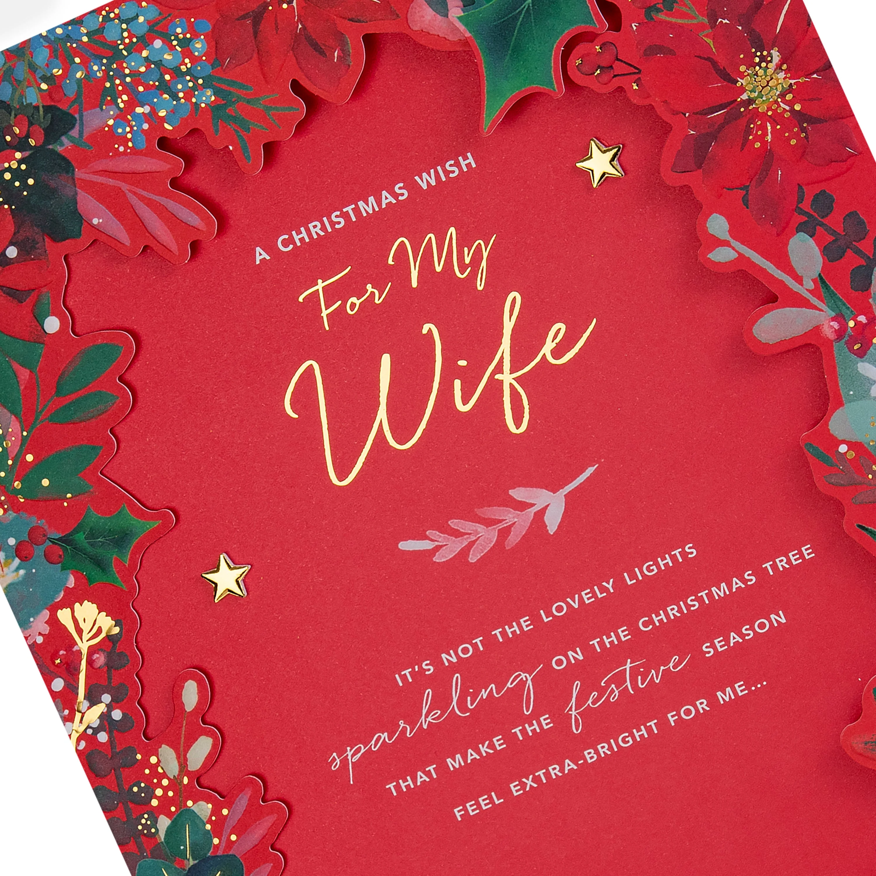 Luxury Boxed Christmas Card for Wife - Traditional Illustrated Festive Foliage Design - Image 6