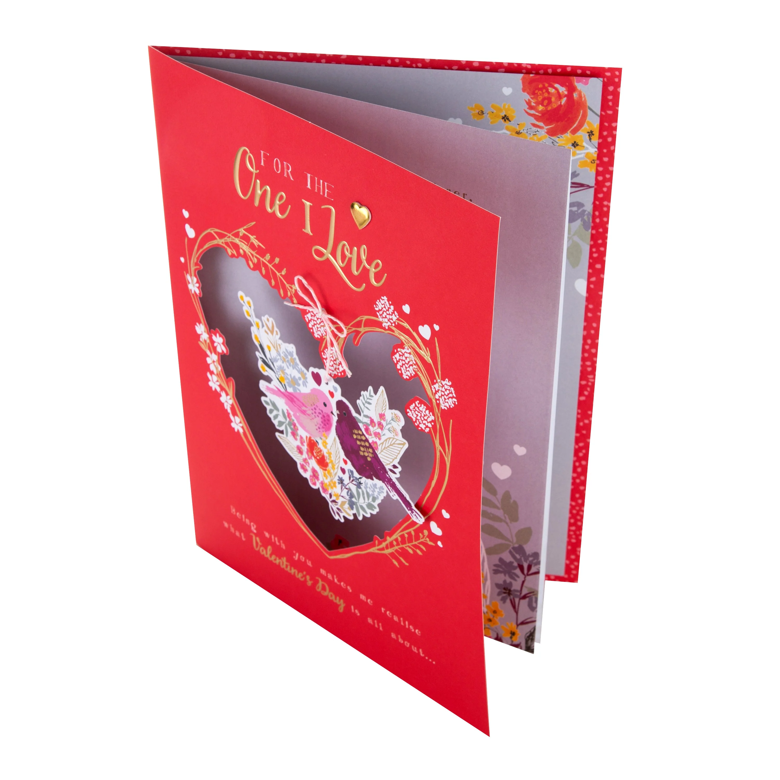 Luxury Valentine's Day Card for One I Love - Sweet Bird and Heart Design with Gift Box - Image 6