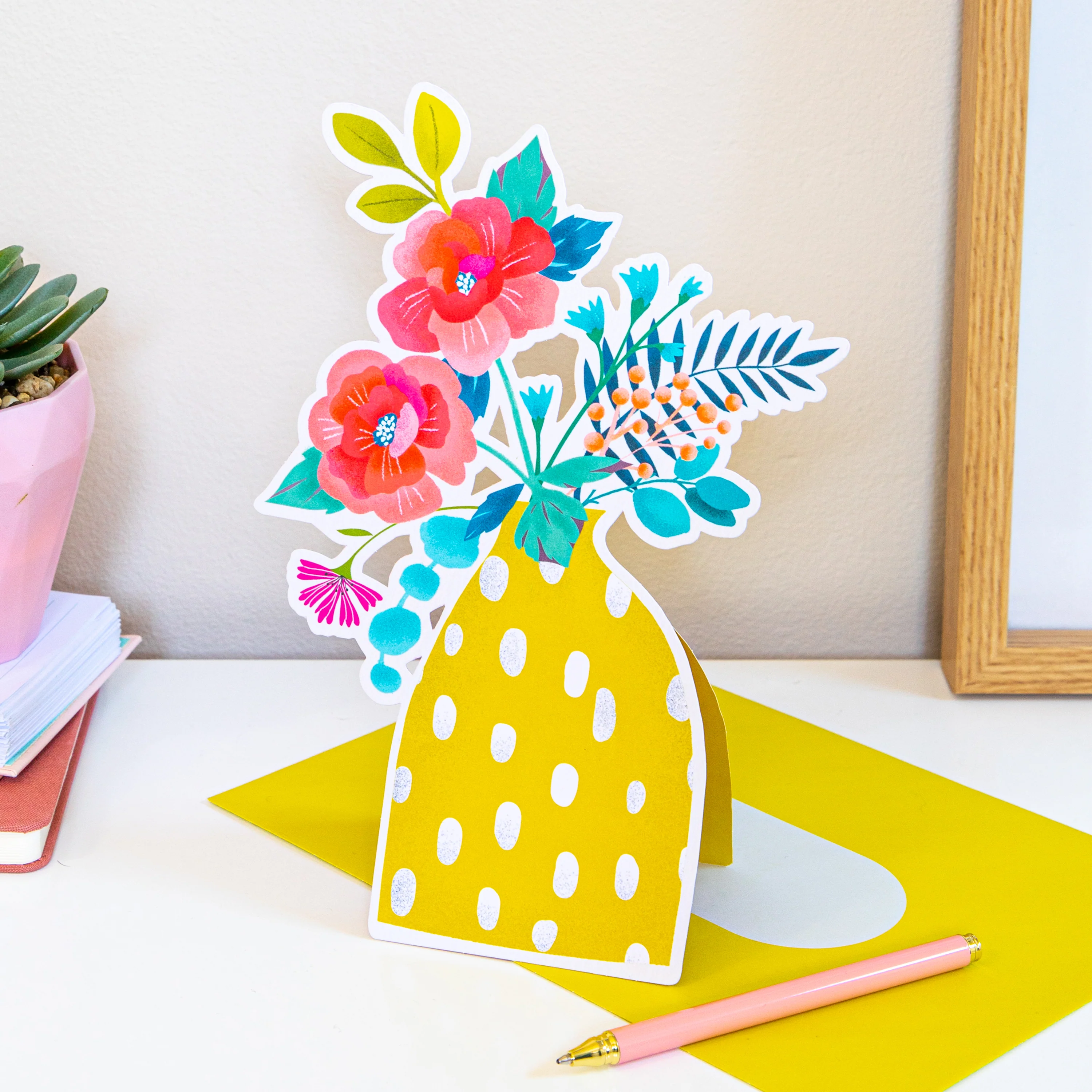 Magical Botanicals Paper Flowers 'Delights' - Die Cut Yellow Vase - Image 2
