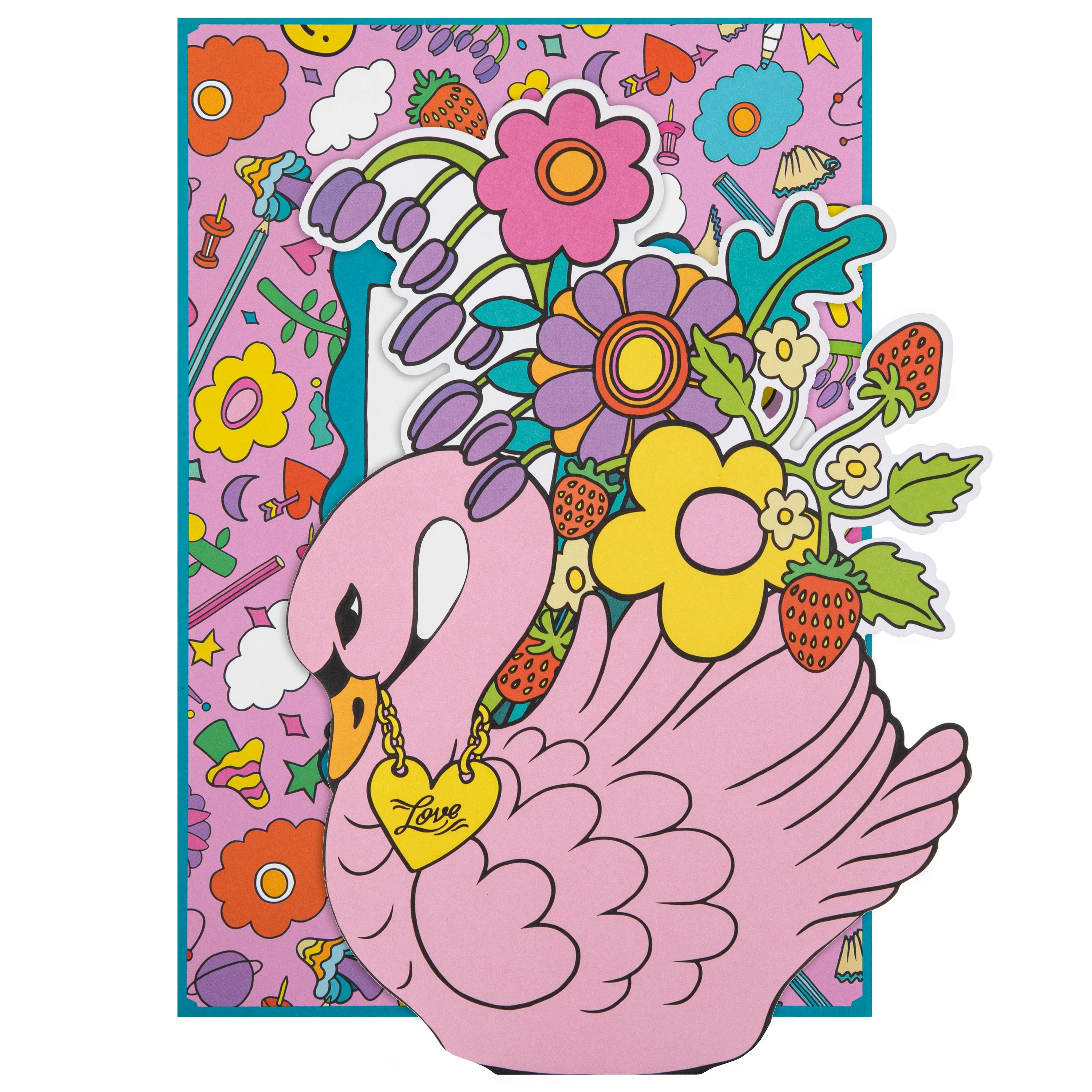 Magical Botanicals X Liz Harry Card - 'Botanical Delights' Pink Swan Design - Image 2
