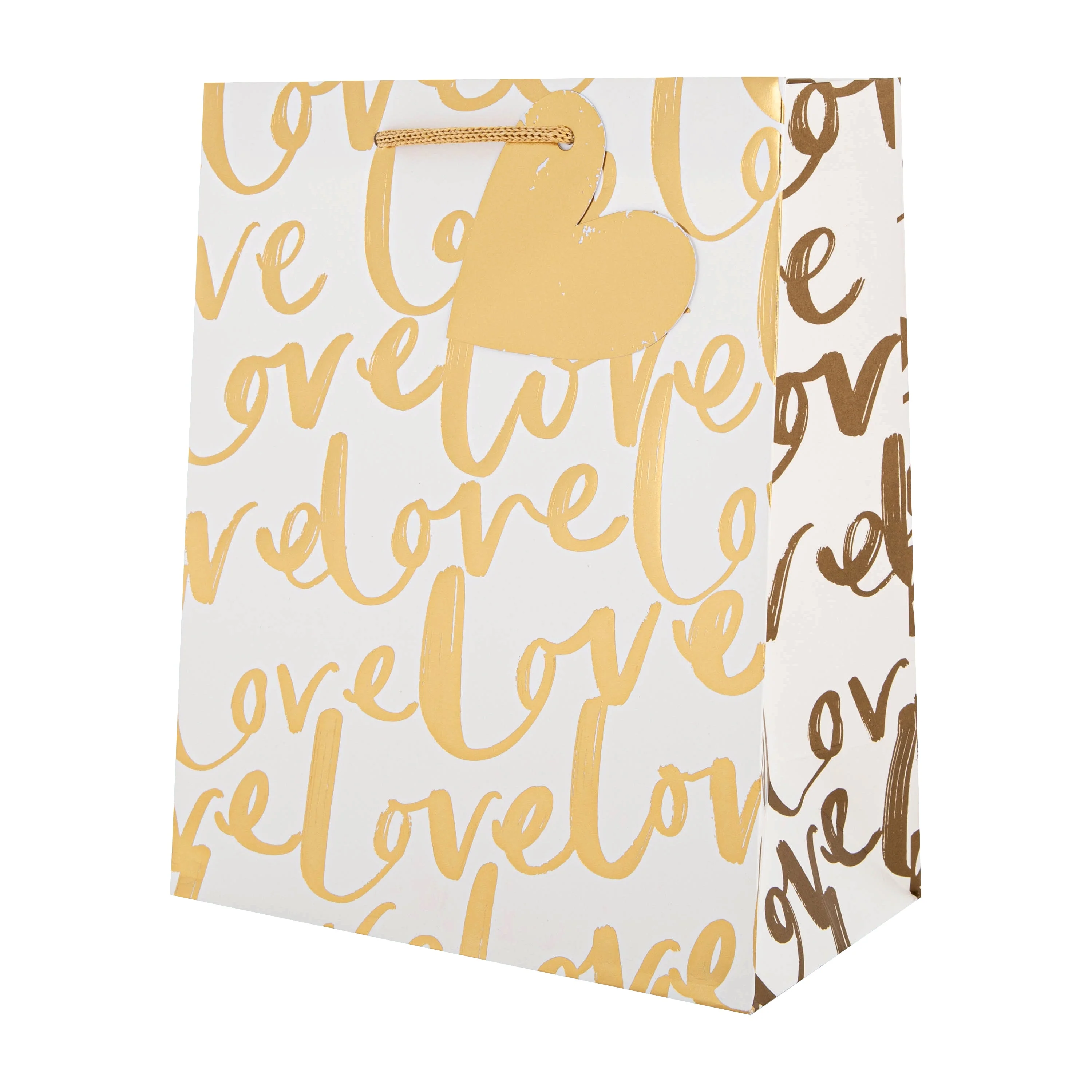 Medium Gift Bag - Gold 'Love' Text Design