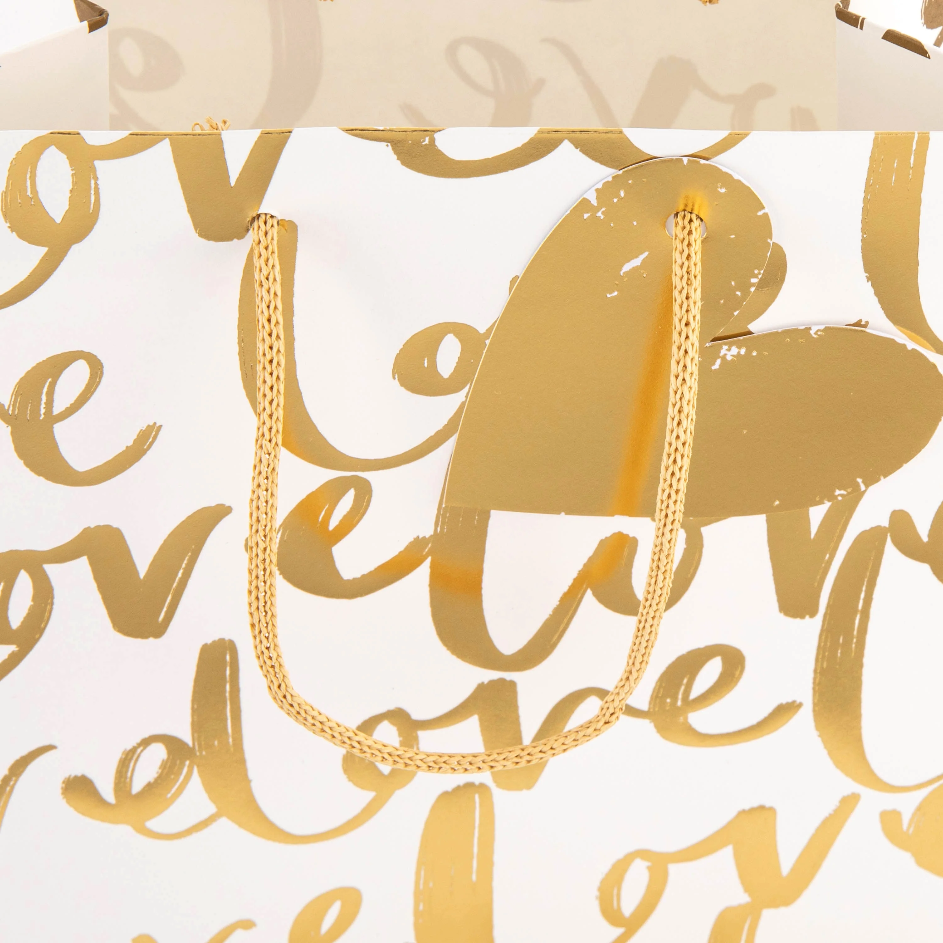 Medium Gift Bag - Gold 'Love' Text Design - Image 4